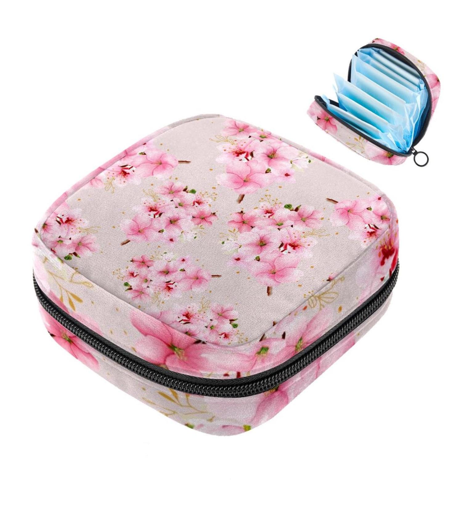 Muooum Menstrual Artery Bag - Pink Cherry Blossom Zipper Pouch for Tampons & Women s Essentials - Buy Online on GoSupps.com