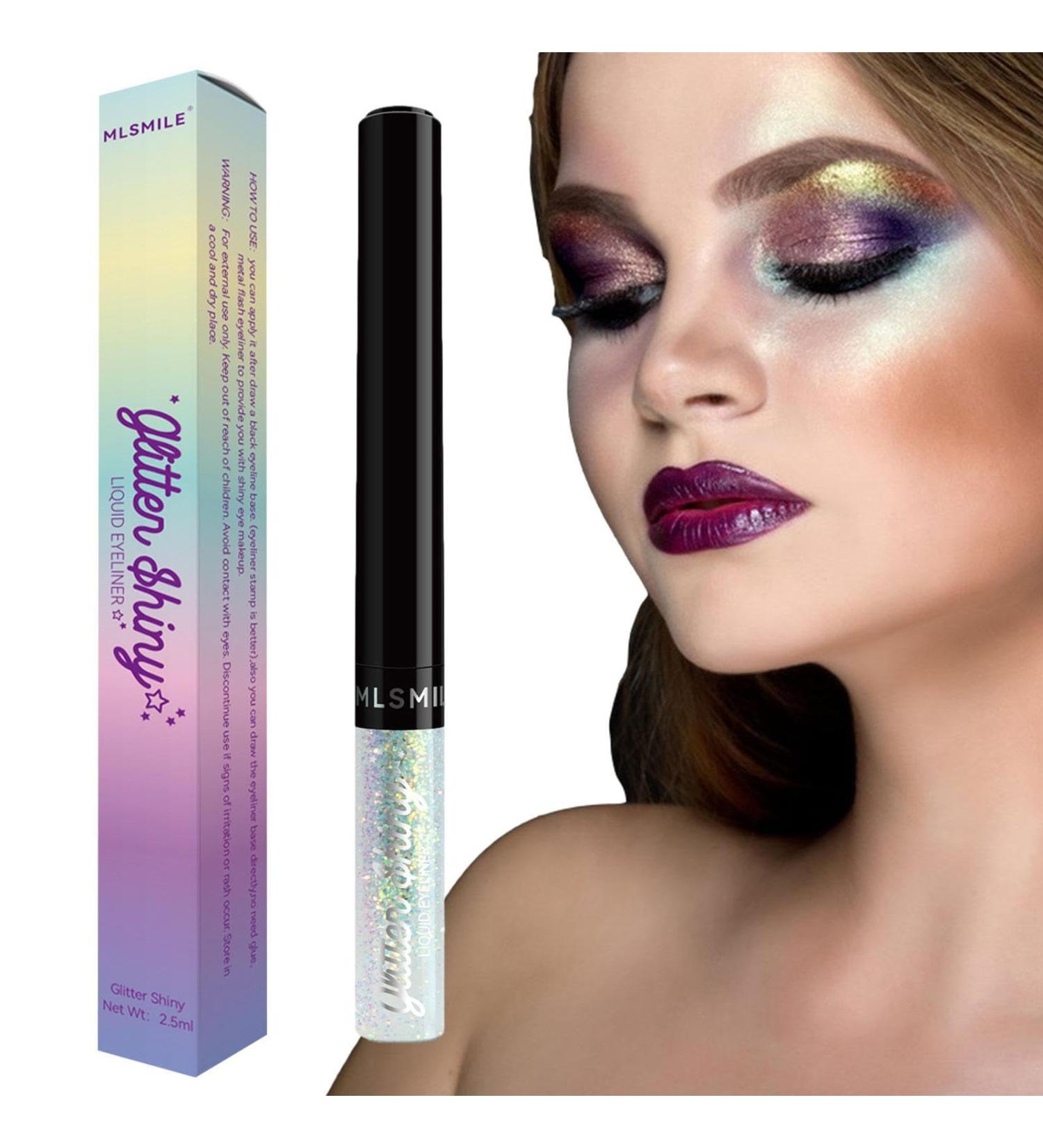Glitter Liquid Eyeshadow - Pearl Liquid Eyeliner Neon Rainbow Eyeliner Pen Smudge-Proof Coloured Liquid Eyeliner Makeup Multi-Functional Sparkling & Shimmer Eyes Makeup for Daily Use Pologmase 01 - Buy Online on GoSupps.com
