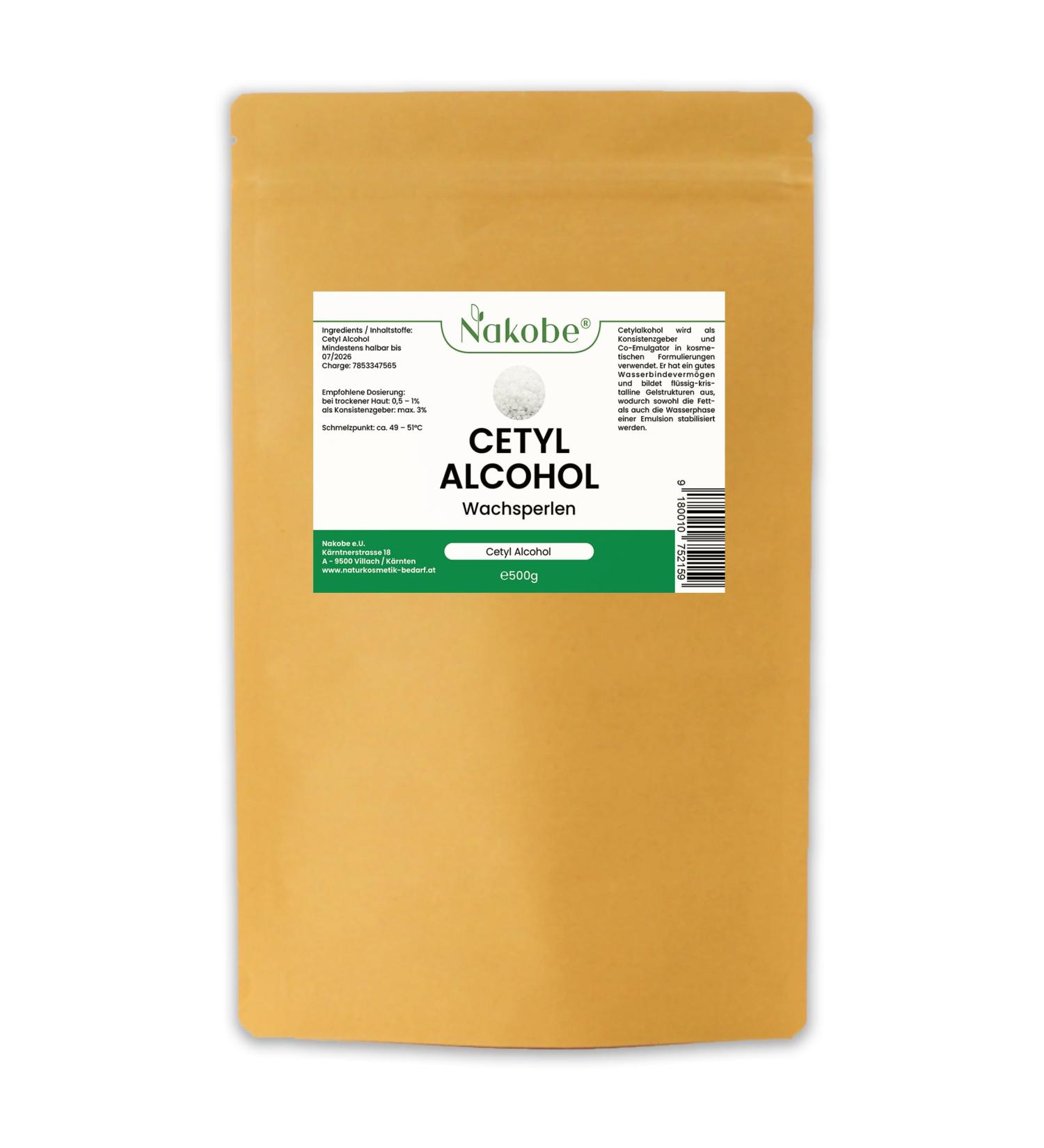 Buy Nakobe Cetyl Alcohol 500g | Fatty Alcohol Wax Beads Emulsifier & Consistency Agent for Skincare & Cosmetics - Buy Online on GoSupps.com