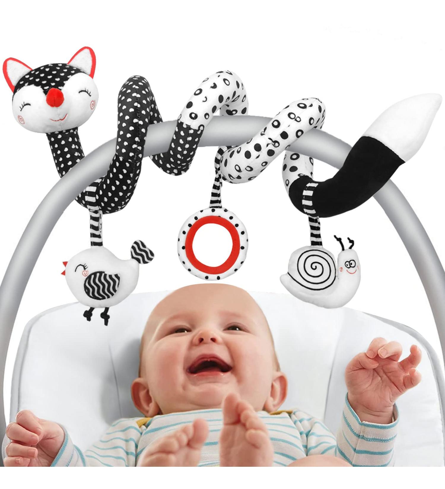 Spiral Stroller Toy for 0-3 Months | Black and White Infant Toy for High Contrast Development | Ideal Baby Gift for Boys & Girls - Buy Online on GoSupps.com
