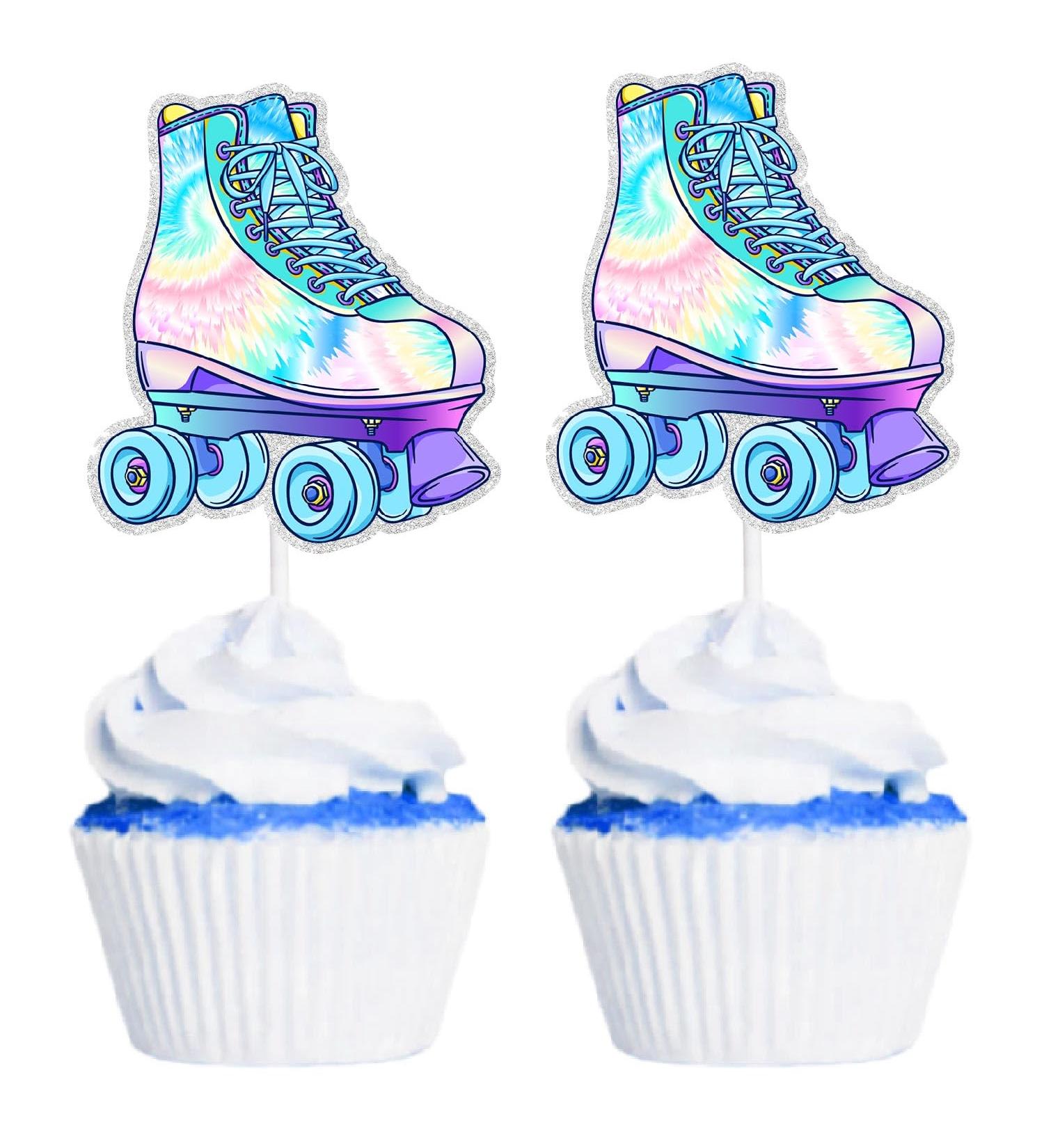 Colorful Roller Skate Theme Happy Birthday Cupcake Toppers 18-PC Set - Perfect for Roller Skate Themed Birthday Party Baby Shower Party or Rolling Theme Party Decorations for Boy or Girl-SugarGera - Buy Online on GoSupps.com