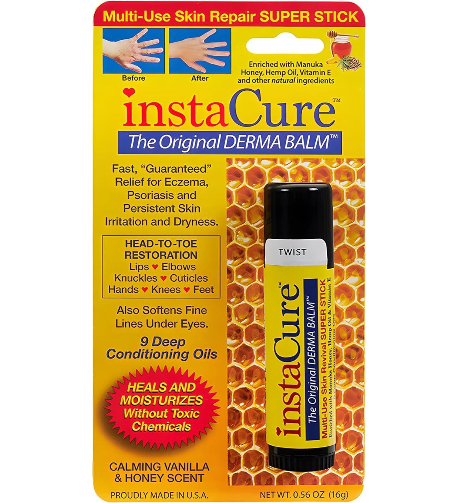 Original Derma Balm Jumbo-Sized Skin Repair Stick w/Manuka Honey. Eczema Psoriasis Dry Skin Relief. Revive Knuckles Cuticles Lips Hands Knees & Feet. All Natural (1-Pack) Derma Balm (1 Pack) - Buy Online on GoSupps.com
