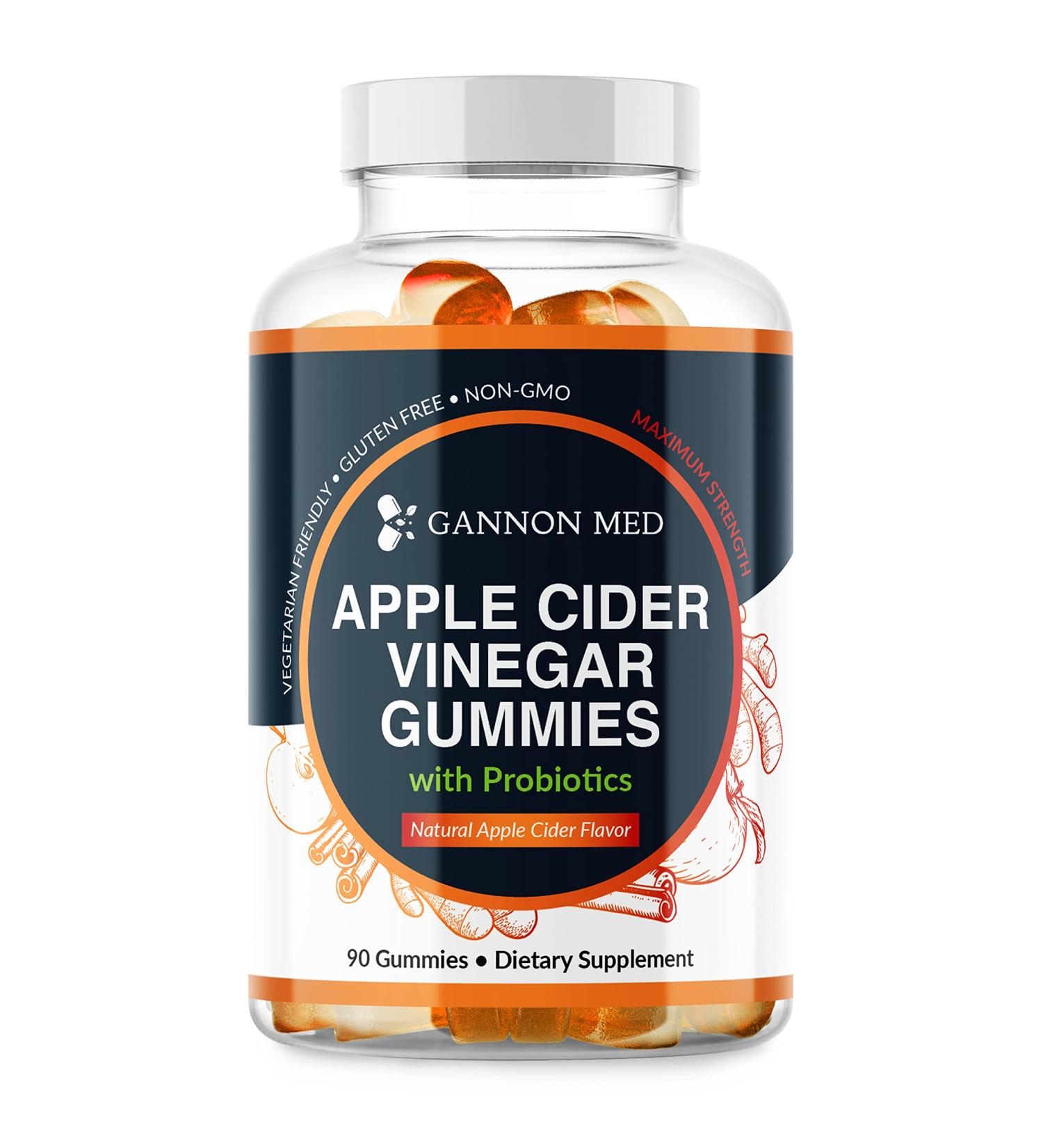 GANNON MED Apple Cider Vinegar Gummies 90ct - Probiotics Ginger & Turmeric for Clean Energy Boost - Supports Metabolism Digestion Detox - Natural ACV Supplement with The Mother - Buy Online on GoSupps.com
