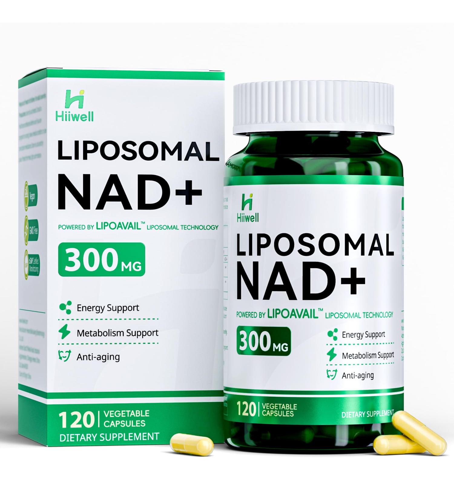 Liposomal NAD Supplement 300mg + Trans-Resveratrol & Quercetin Energy & Anti-Aging Support Boost NAD+ Levels - Vegan Pure NAD Resveratrol Supplement for Women & Men 120 Capsules - Buy Online on GoSupps.com
