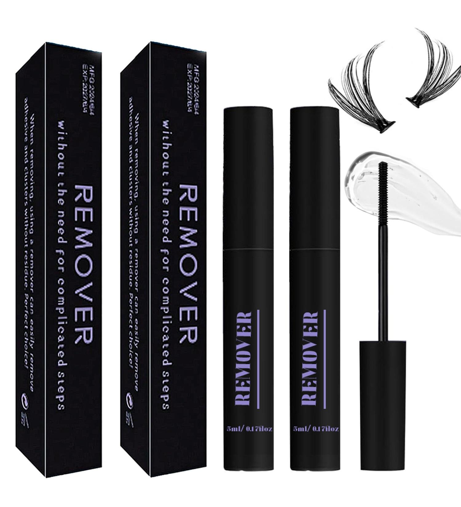 Qiveaory 2Pcs Lash Remover for Lash Extension Cluster Lash Glue Remover Individual Eyelashes Gentle Eye Removal for False Lashes Eyelash Extension Adhesive Remover Self Use at Home - Buy Online on GoSupps.com