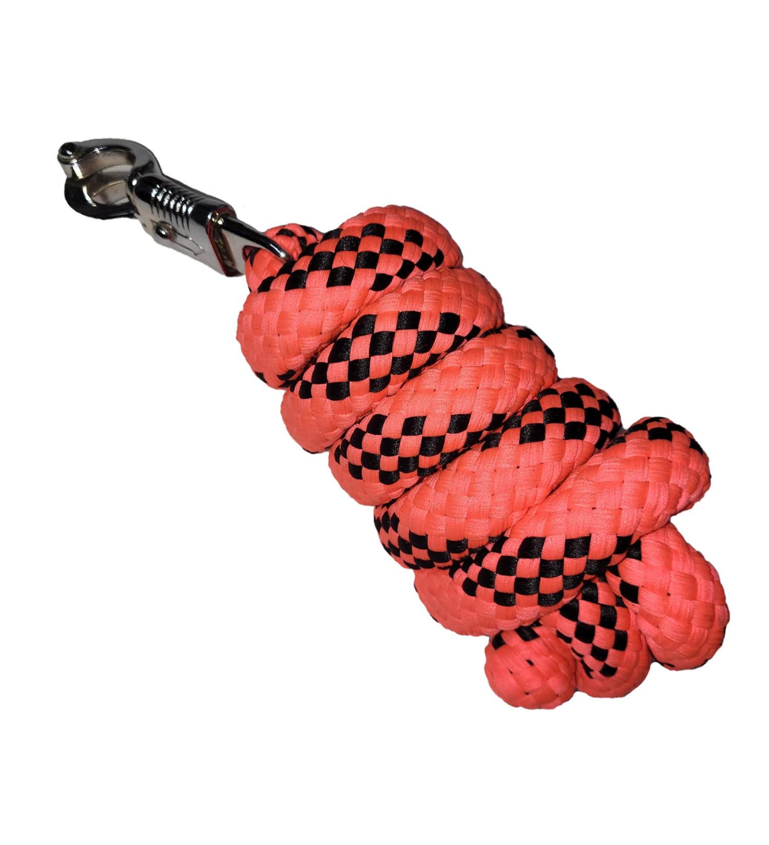 Brama-West lead rope Soft & Thick - tie rope for horses ponies Shetlands - panic hook - approx. 180cm - Neon Pink/Black