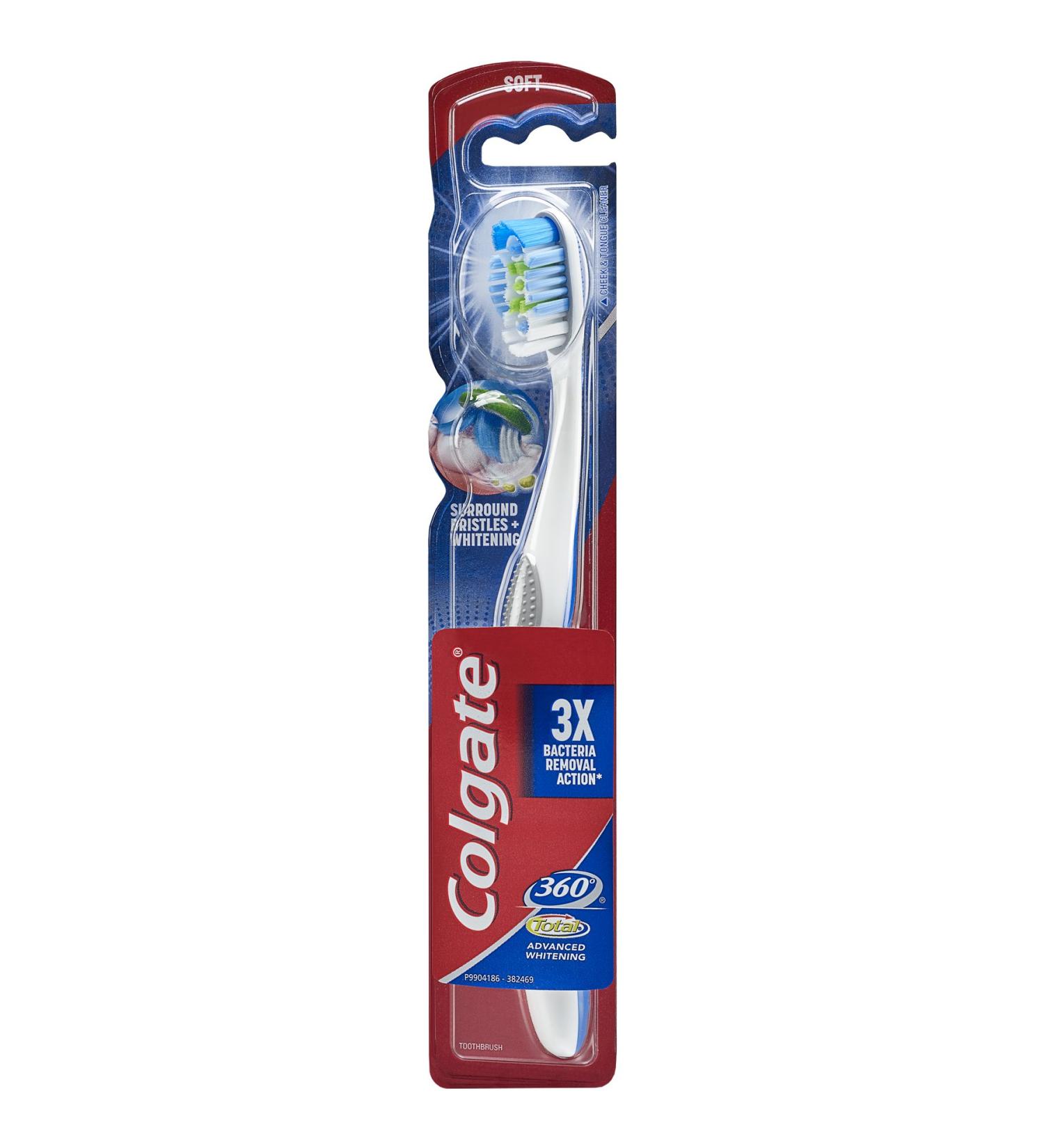 Colgate 360 Total Soft Toothbrush with Tongue & Cheek Cleaner - Soft Bristles for Ultimate Oral Care | Shop Internationally - Buy Online on GoSupps.com