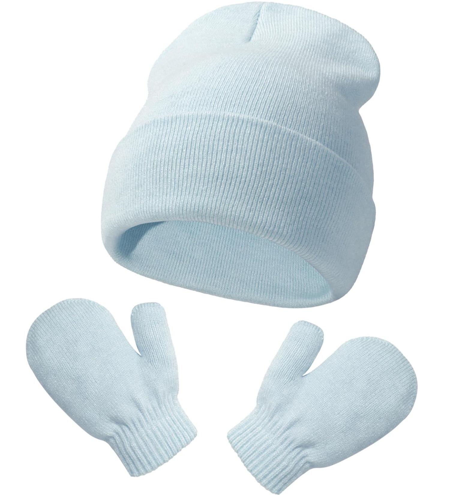 XYIYI Newborn Baby Winter Beanie Hat Mitten Set - Blue - Ages 2-5 Years - Buy Online on GoSupps.com