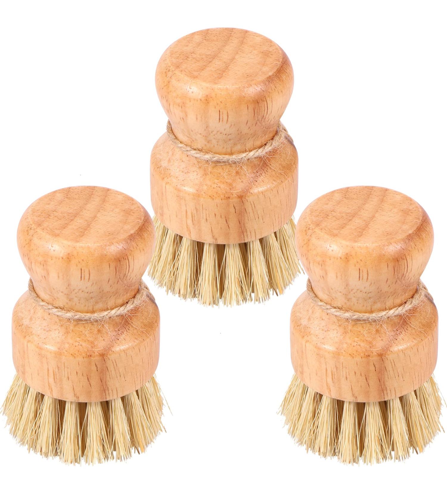 Portesh 3 Packs Wooden Dish Brush Natural Dish Scrub Brush Kitchen Scrub Brush with Handle and Hanging Rope Wood Dish Scrubber Sisal Bristles Dish Scrubber Brush Wooden Cleaning Scrubber for Cleaning 3pcs - Buy Online on GoSupps.com