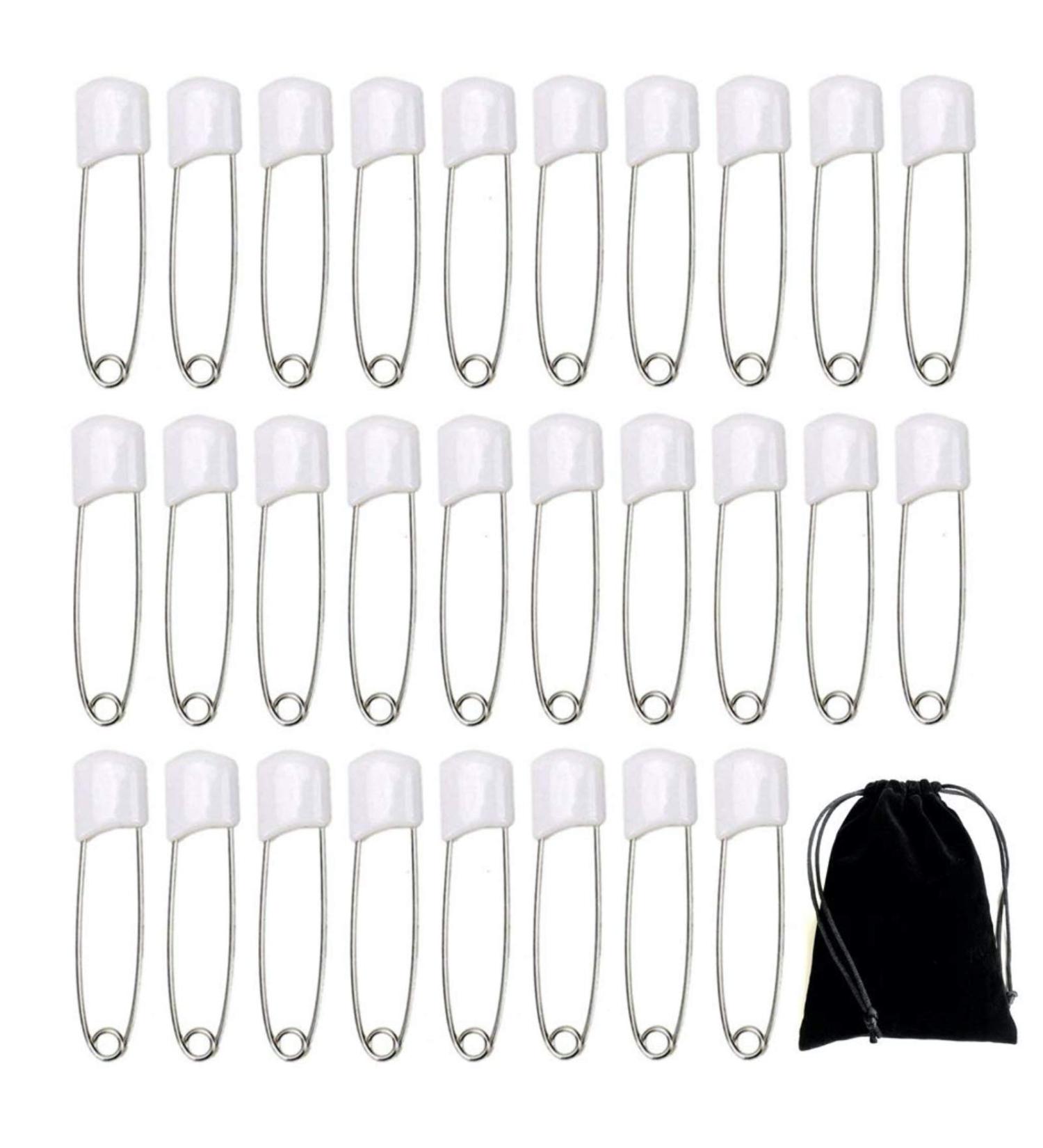 Fansisco 60Pcs Diaper Pins Baby Safety Pins Plastic Head White Baby Diaper Safety Pins Safety Locking Baby Cloth Nappy Pins 2.2in - Buy Online on GoSupps.com