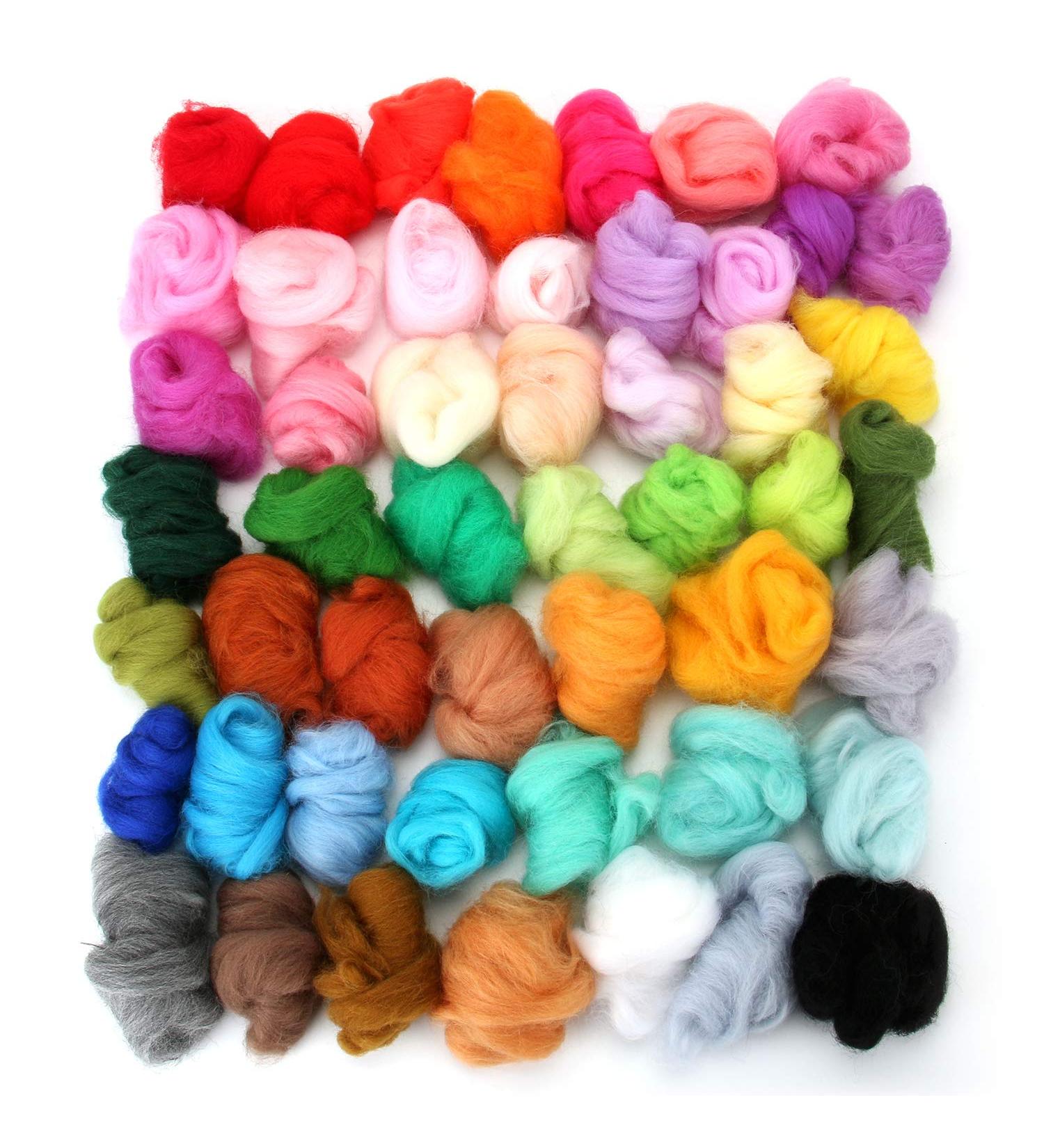 250g Wool Roving Felting Yarn for Needle Felting Craft - 50 Colors - Buy Online on GoSupps.com