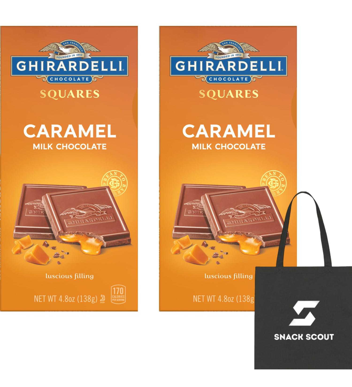 GHIRARDELLI Caramel Milk Chocolate Squares Bar 4.8 oz Bar (Pack of 2) Bundle With Snack Scout Lunch Bag - Buy Online on GoSupps.com