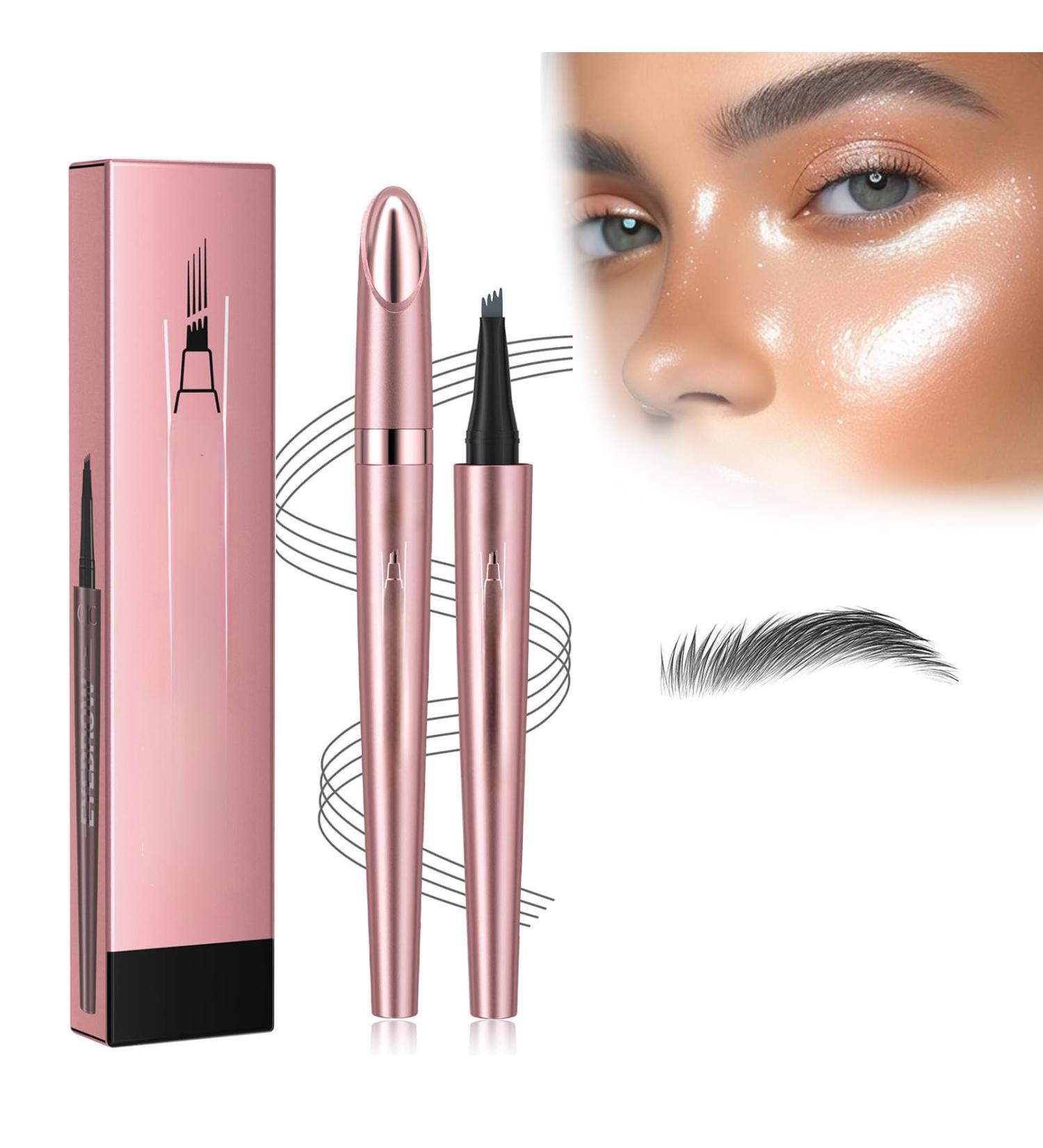 2024 New 3D Microblading Eyebrow Pencil with 4 Fork Tip - Natural Long-Lasting Waterproof Eyebrow Contouring Pen for Fine Strokes (Gray) - Buy Online on GoSupps.com