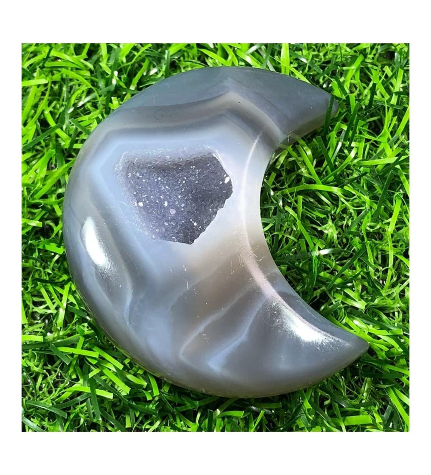 Collection Natural Agate geode Quartz Crystal Hand Carved Moon Reiki Healing.1pc (Size : 2pc) - Buy Online on GoSupps.com
