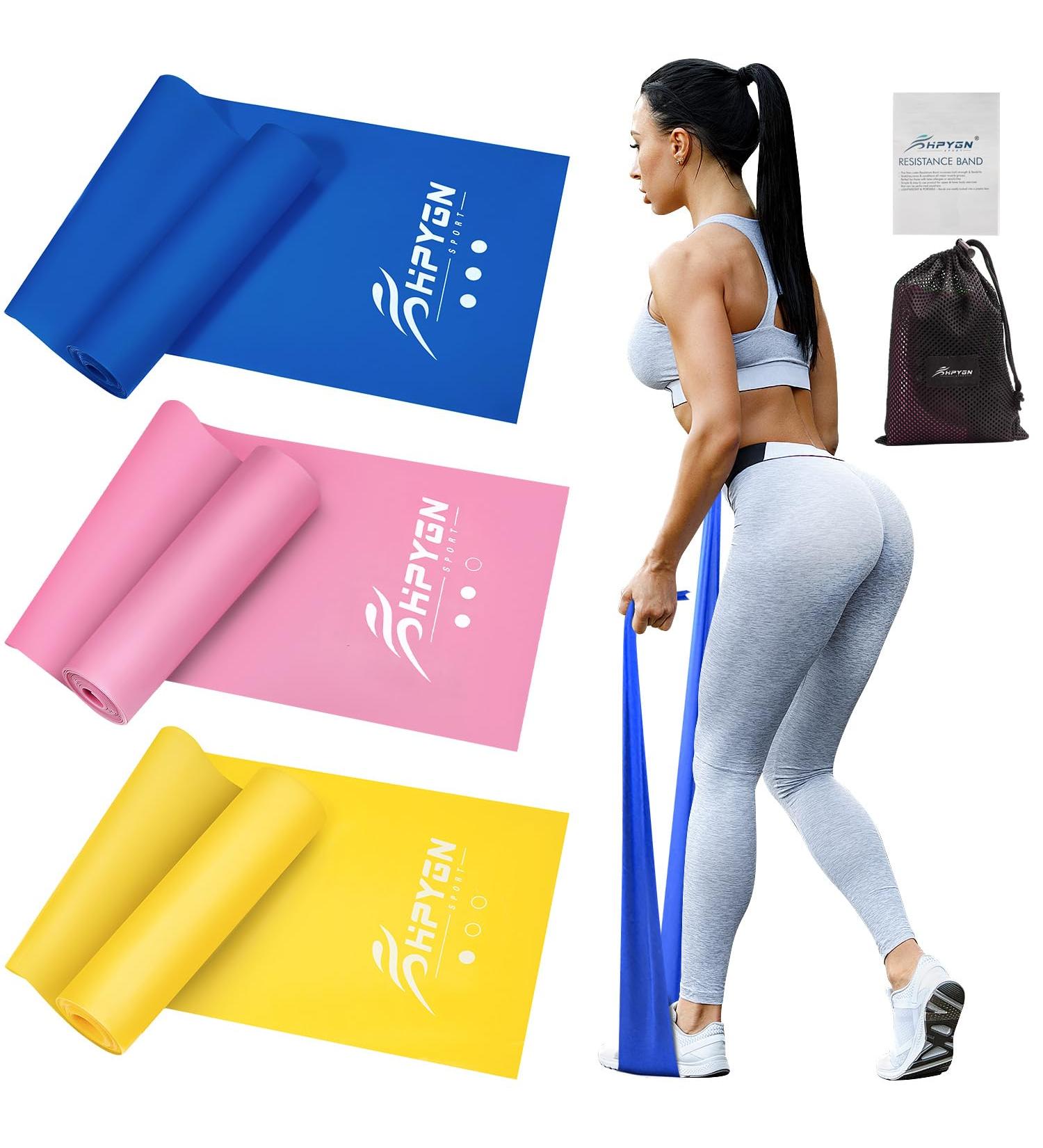 Non-Latex Resistance Bands Set for Physical Therapy and Strength Training - 1.8m 3-Pack (Yellow/Pink/Blue) - Buy Online on GoSupps.com