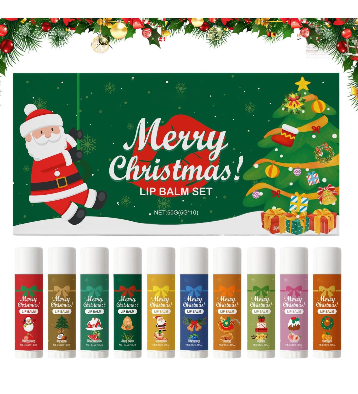  Jingmiger Christmas Lip Balms - Non-Greasy 10 Flavors Ages - Moisturizing Christmas Lip Balms for Dry Lips - For Mother Girlfriend Friends Sisters Dates Commutes Travel Meeting - Buy Online on GoSupps.com