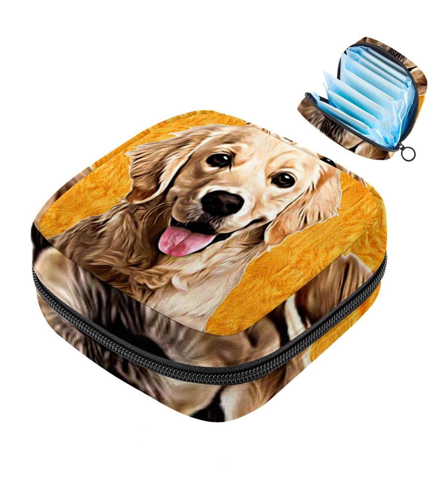 Labrador Dog Art Painting Bandage Storage Bag | Portable Menstrual Pad & Cup Pocket for Girls & Women - Buy Online on GoSupps.com
