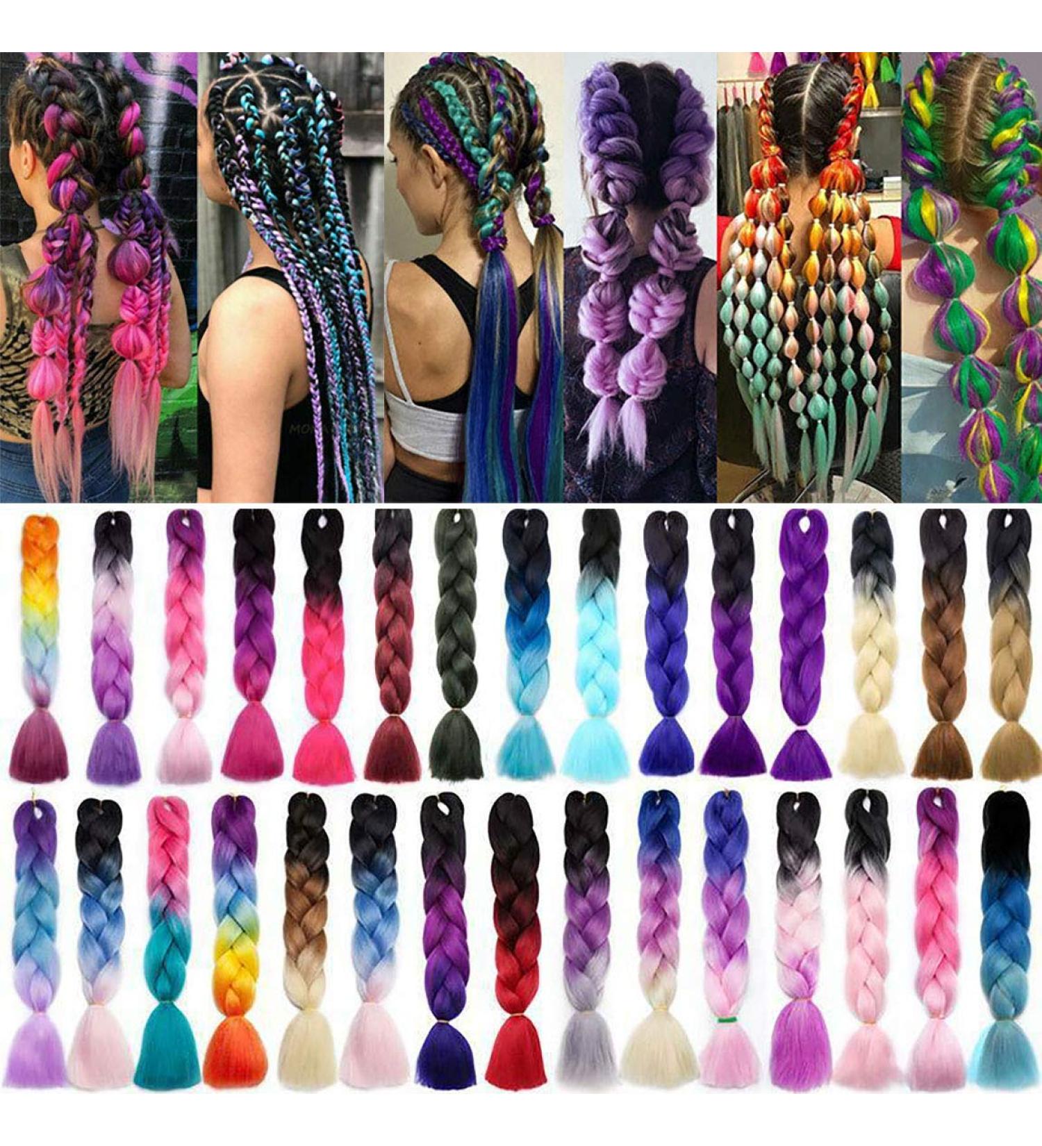 Ombre Jumbo Braiding Hair Extensions - Dark Green to Yellow-Green 24 Inch (300g | 3pcs) - Synthetic Braid Hair for International Shipping - Buy Online on GoSupps.com