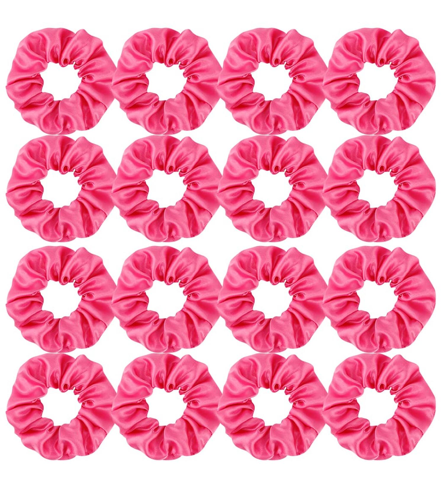 16 Pack Hot Pink Satin Scrunchies - Bridesmaid Proposal and Bachelorette Party Favors - Buy Online on GoSupps.com