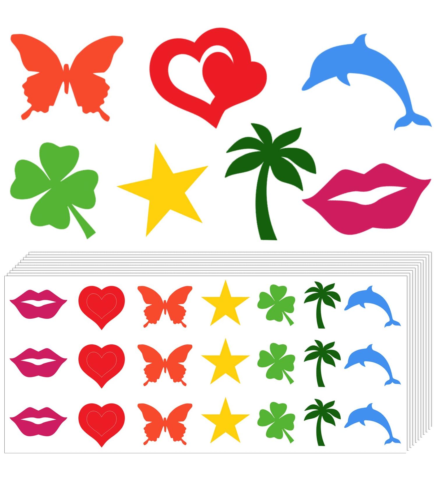 Cute Style Tanning Sunbathing Stickers - 210 Perforated Self Adhesive Body Stickers for Tanning Bed - Heart Lips, Butterfly, Dolphin Designs - Buy Online on GoSupps.com