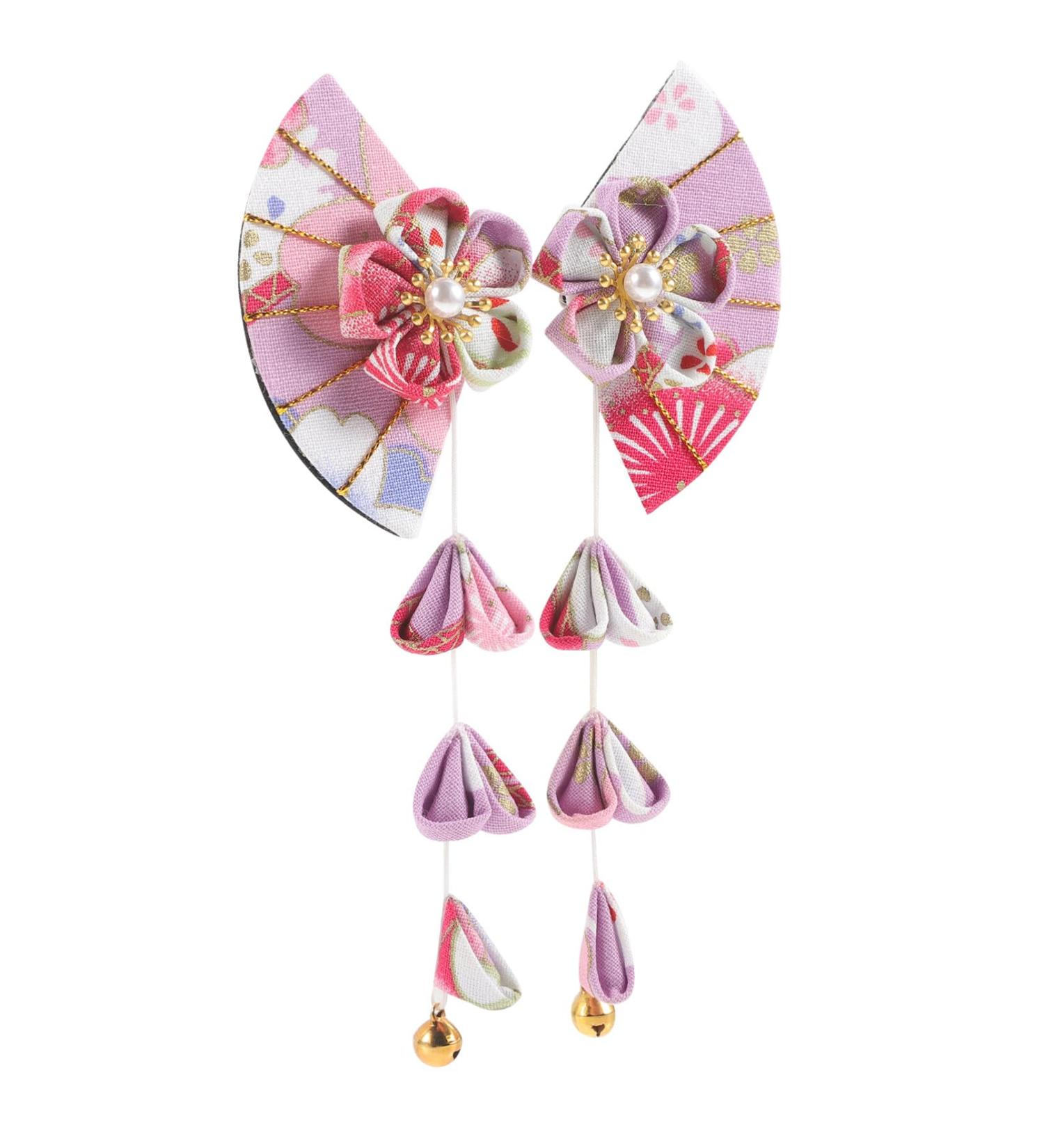 Amosfun 1 Pair Hair Jewelry Small Hair Clips Flower Tassel Hairpin Flower Hair Clips Women Hairpins Japanese Style Barrettes Fan Hair Clips Women Hair Clips Girl Bride Accessories Metal - Buy Online on GoSupps.com