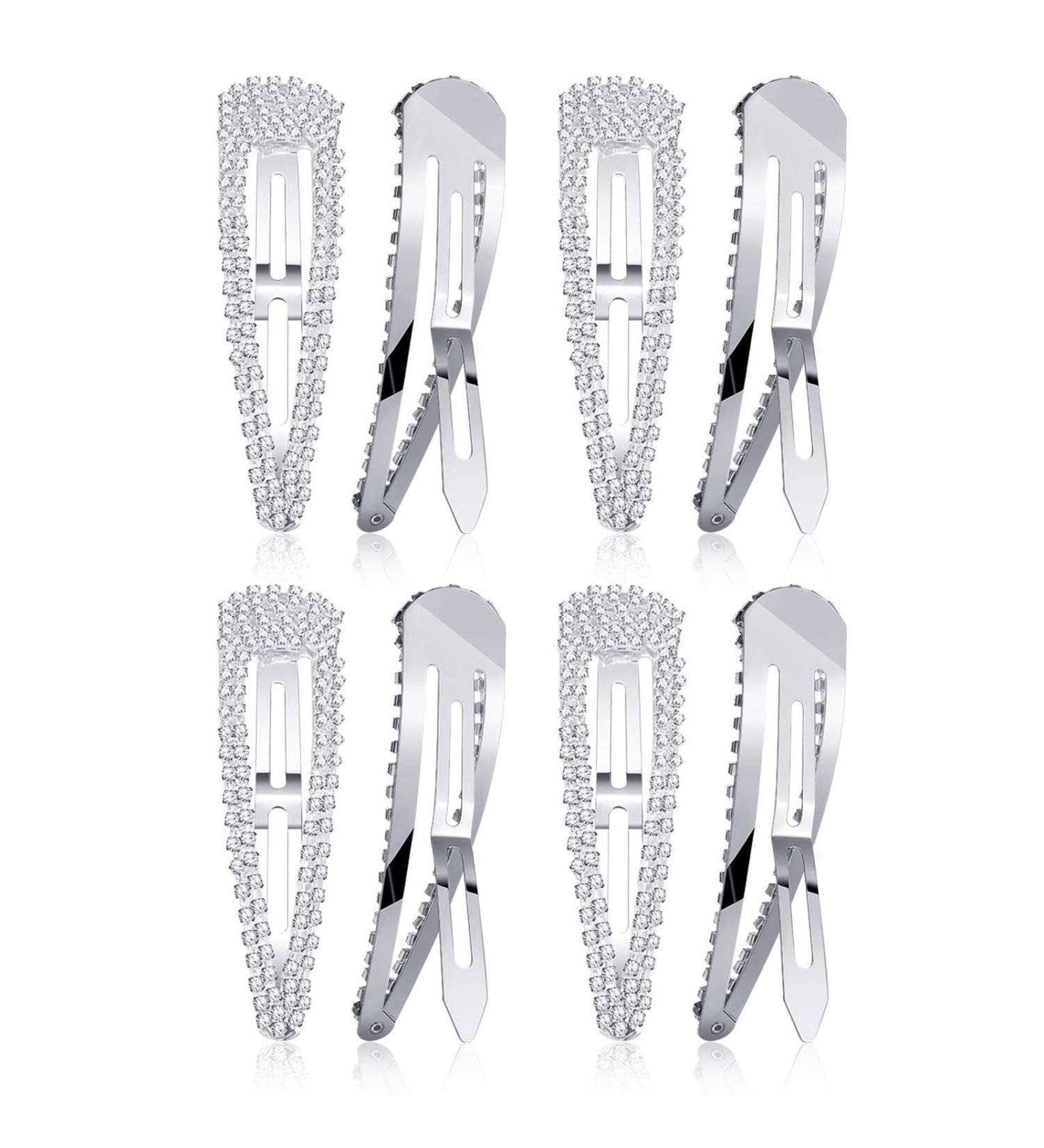 Strass Hair Clips for Women & Girls - 4-Piece Bridal Jewelry Set 7.6 cm Silver Hair Accessories for Weddings - Buy Online on GoSupps.com