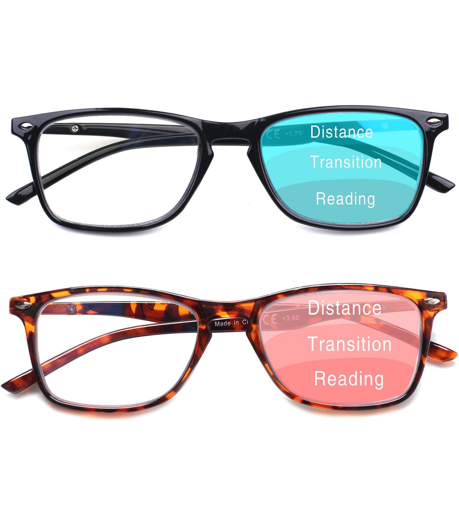 2 Pack Blue Light Blocking Progressive Multifocus Reading Glasses for Women & Men - Spring Hinge Mix Colors 2.0x - Buy Online on GoSupps.com
