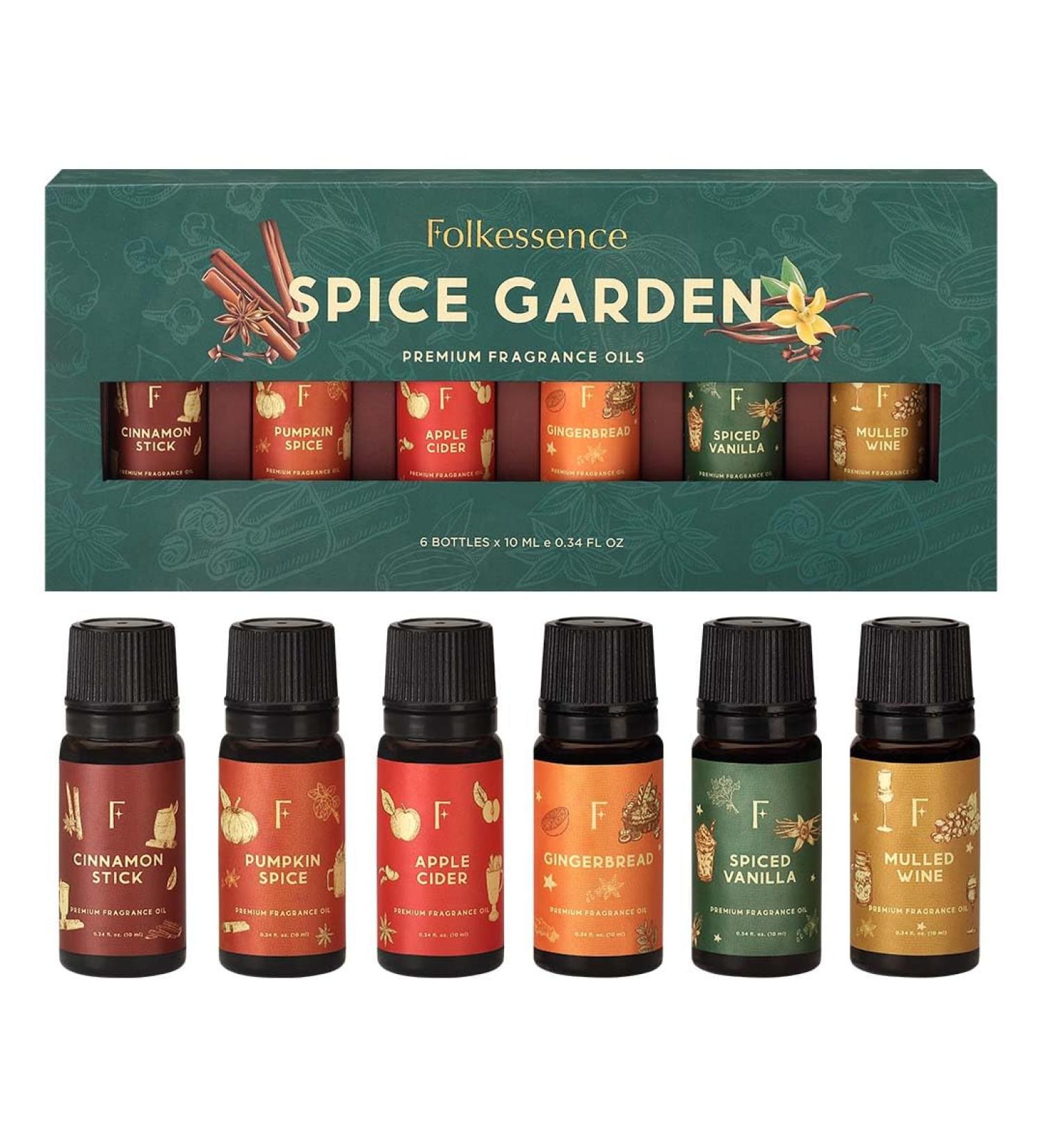 Folkulture Fall Essential Oils Set - 6 Premium Oils for Diffuser & Candle Making | Pumpkin Spice & Vanilla Spice | 60 ml - Buy Online on GoSupps.com