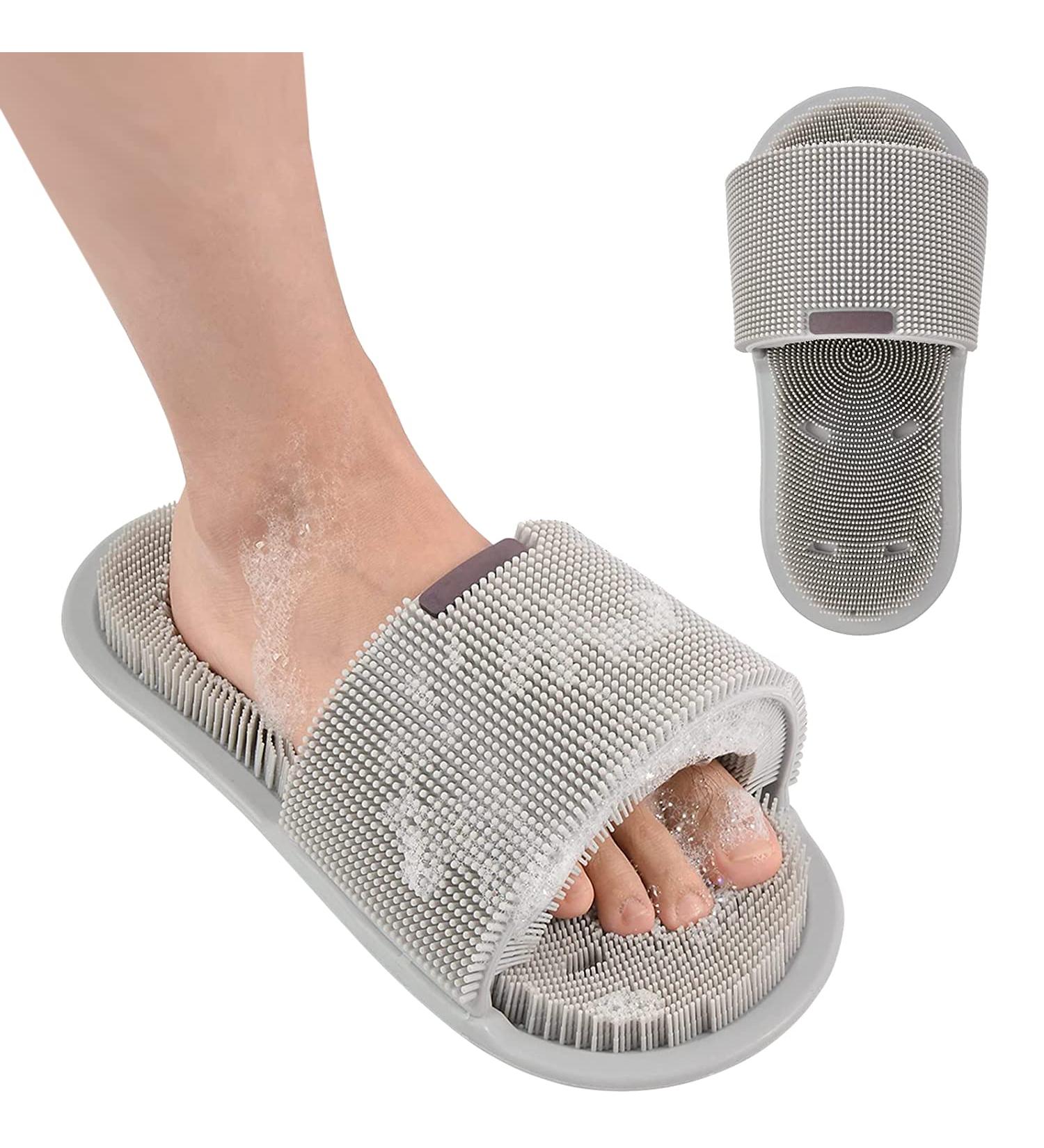 Buy Petalum Silicone Shower Massage Sandals - Non-Slip Foot Brush with Suction Cups for Deep Cleaning & Cornea Peeling - Gray One Size - Buy Online on GoSupps.com