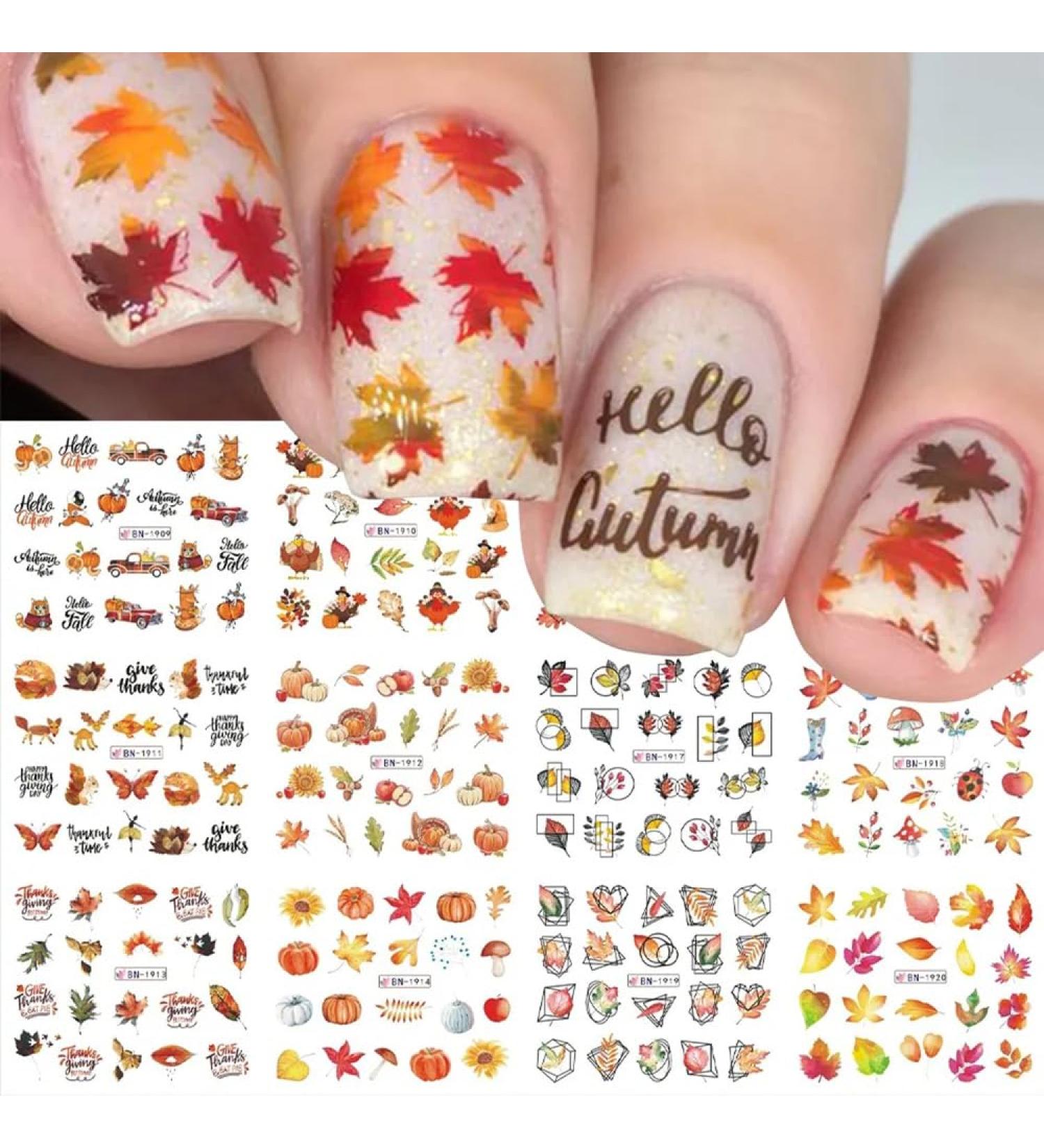 Fall Leaf Nail Art Stickers - Cute Maple Leaf Decals for Autumn & Thanksgiving Nail Art | LPOODDNU - Buy Online on GoSupps.com