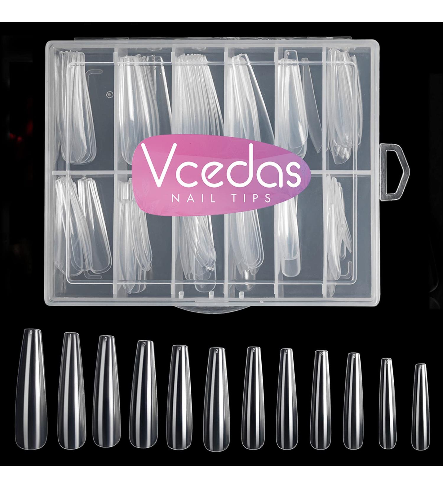 Vcedas 240PCS Extra Long Full Cover Nails XXL Coffin Tips Clear - DIY Ballerina False Nails (240 Clear) - Buy Online on GoSupps.com