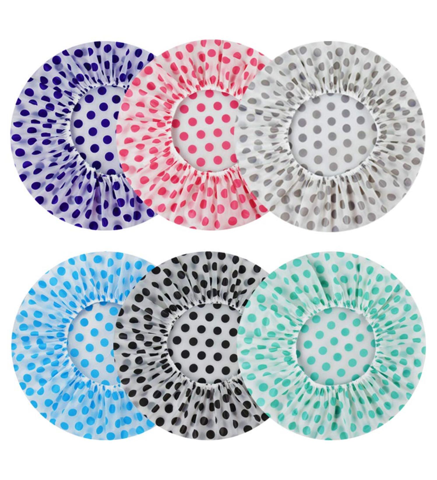 Yuip 6-Pack Waterproof Shower Caps | Reusable Plastic Bathing Caps for Women & Girls - Elastic & Durable - Buy Online on GoSupps.com