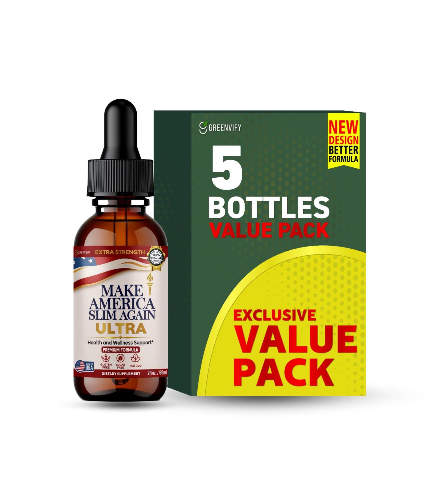 GREENVIFY Make America Slim Again Ultra Extra Strength Dietary Supplement 60 Servings 2 fl oz (5) - Buy Online on GoSupps.com