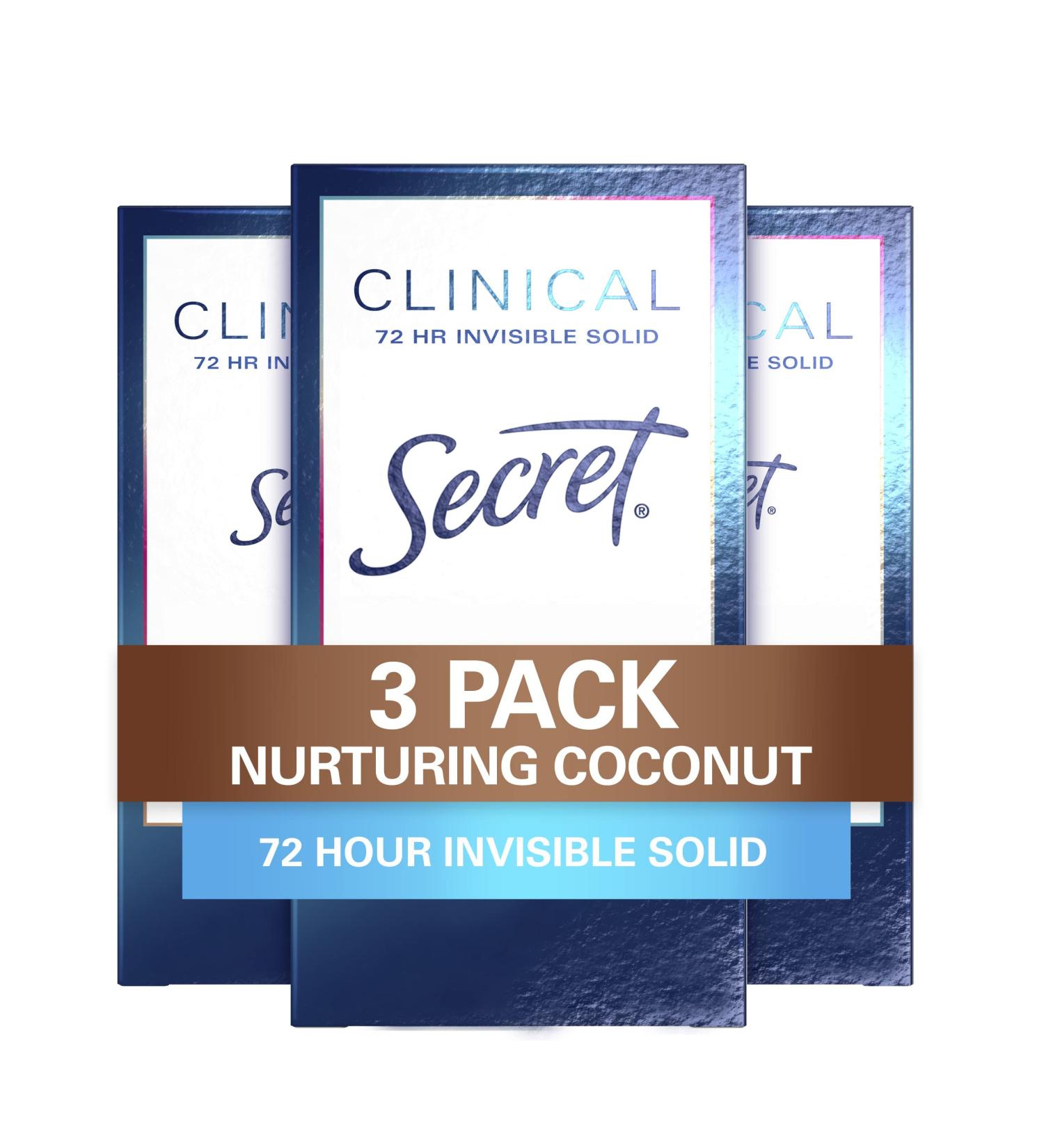 Secret Clinical Coconut Deodorant 1.6 oz (Pack of 3) - Invisible Solid Antiperspirant Deodorant for Women - Buy Online on GoSupps.com
