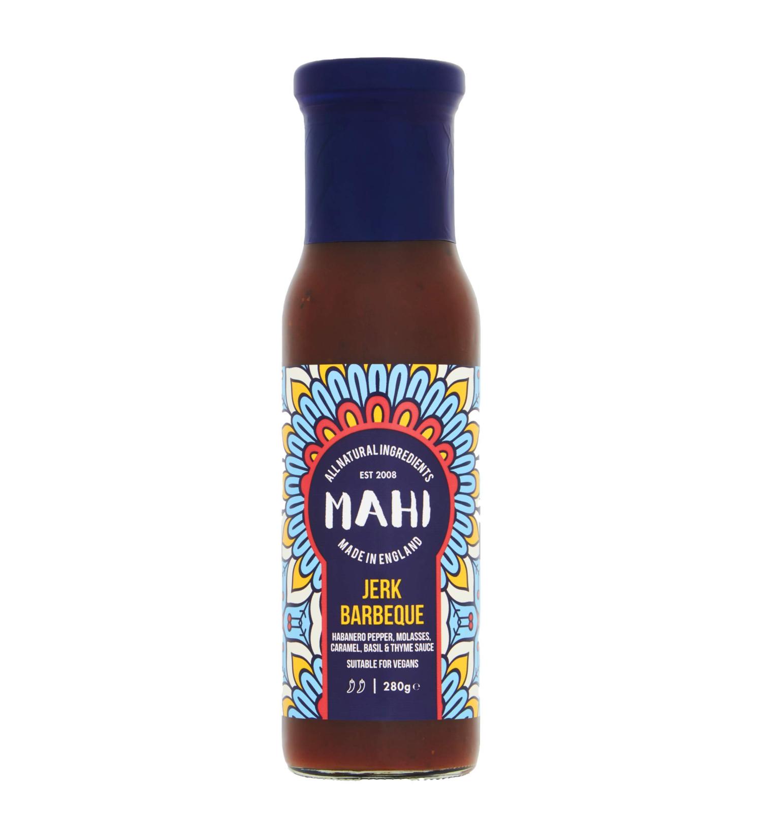 MAHI Jerk BBQ Sauce Medium mild heat perfect for barbecues and everyday use vegan gluten-free (GF) 280g - Buy Online on GoSupps.com