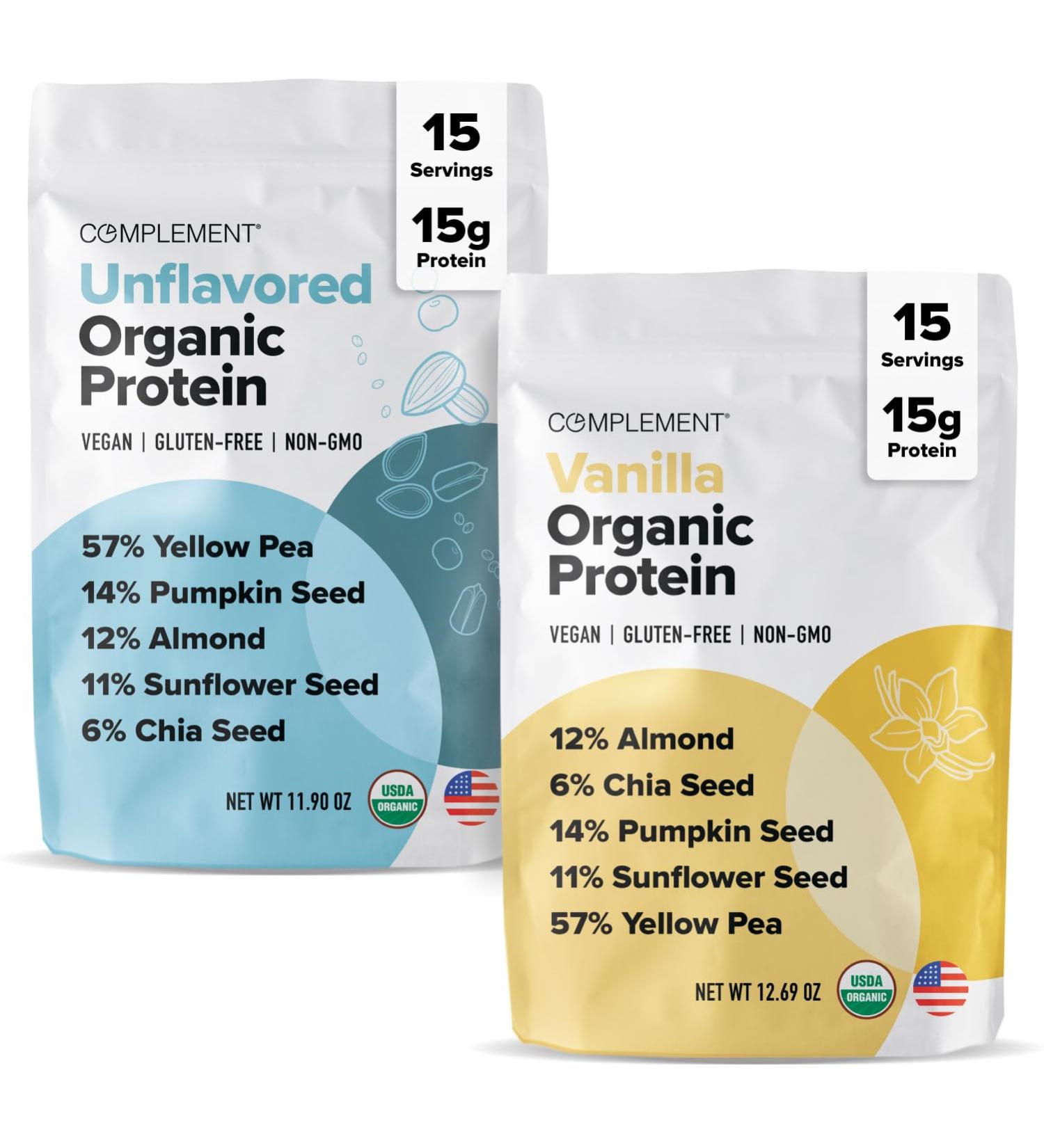 Complement Unflavored (15 Servings) + Vanilla (15 Servings) Protein Bundle - Buy Online on GoSupps.com