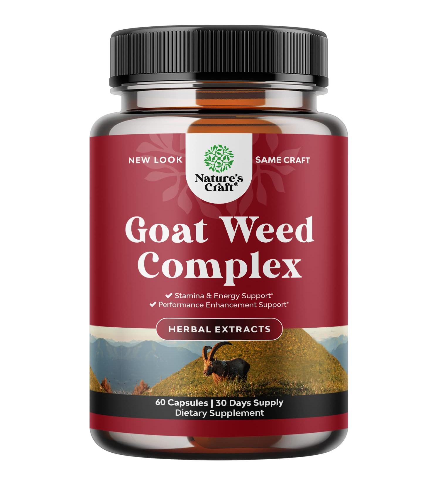 Herbal Goat Weed Extract Complex with Tribulus, Saw Palmetto, L Arginine, Tongkat Ali, and Maca Root - Energy and Stamina Booster for Men and Women - Discreet Packaging - Buy Online on GoSupps.com