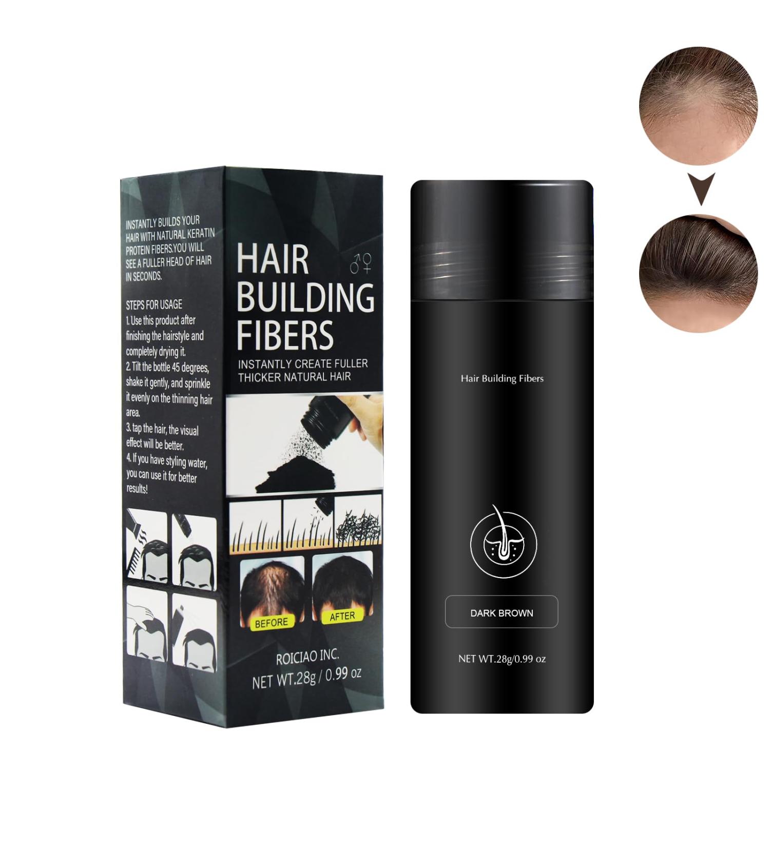 Hair Building Fibers & Waterproof Eyebrow Contour Stick - Thickening Powder for Thinning Hair - Dark Brown (0.99 oz) - Ideal for Men & Women - Buy Online on GoSupps.com