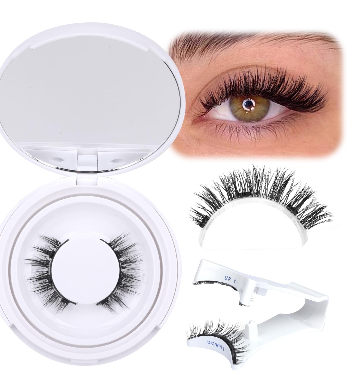 ALICROWN Magnetic Eyelashes - Fluffy No Glue Needed Cat Eye Fake Lashes | Natural Strip Lashes with Applicator | Durable Wispy 1 Pair - Buy Online on GoSupps.com