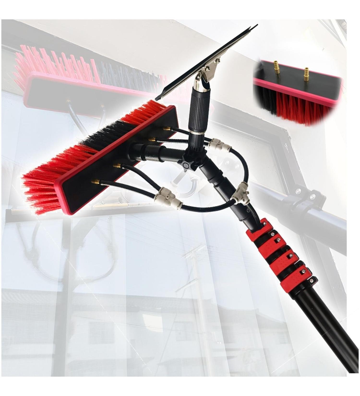 Window Cleaning Brush Equipment High-Strength Carbon Fiber Retractable Water Fed Pole Set Scrubbing Brush with Squeegee 55cm Brush Head 9M/30FT - Buy Online on GoSupps.com