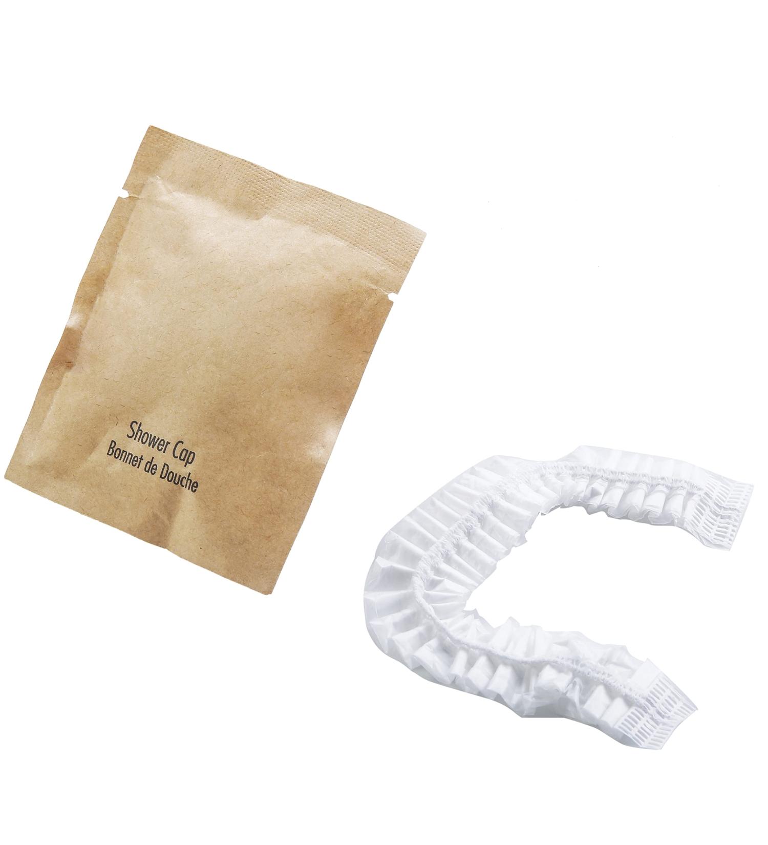 BIO CORN Individually Wrapped Hotel Toiletries Amenities Disposable Clear Shower Caps (Case of 100)