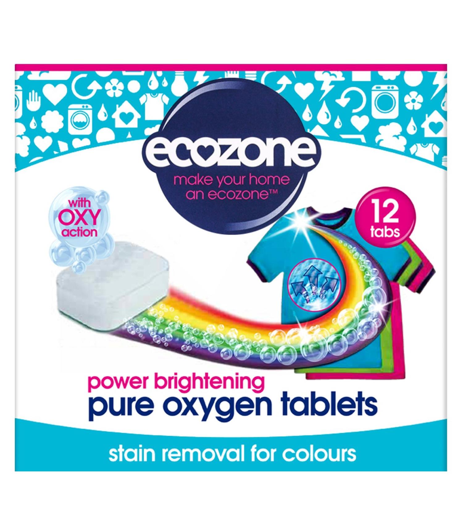 Ecozone Pure Oxygen Stain Removal and Brightener for Colours 12 Tablets - Buy Online on GoSupps.com