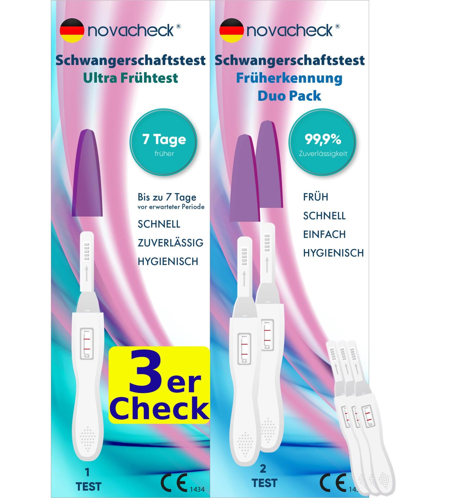 Buy NOVACHECK 3-Check Pregnancy Test | Ultra Early Detection - 2 Tests 7 Days Sooner | International Shipping Available - Buy Online on GoSupps.com