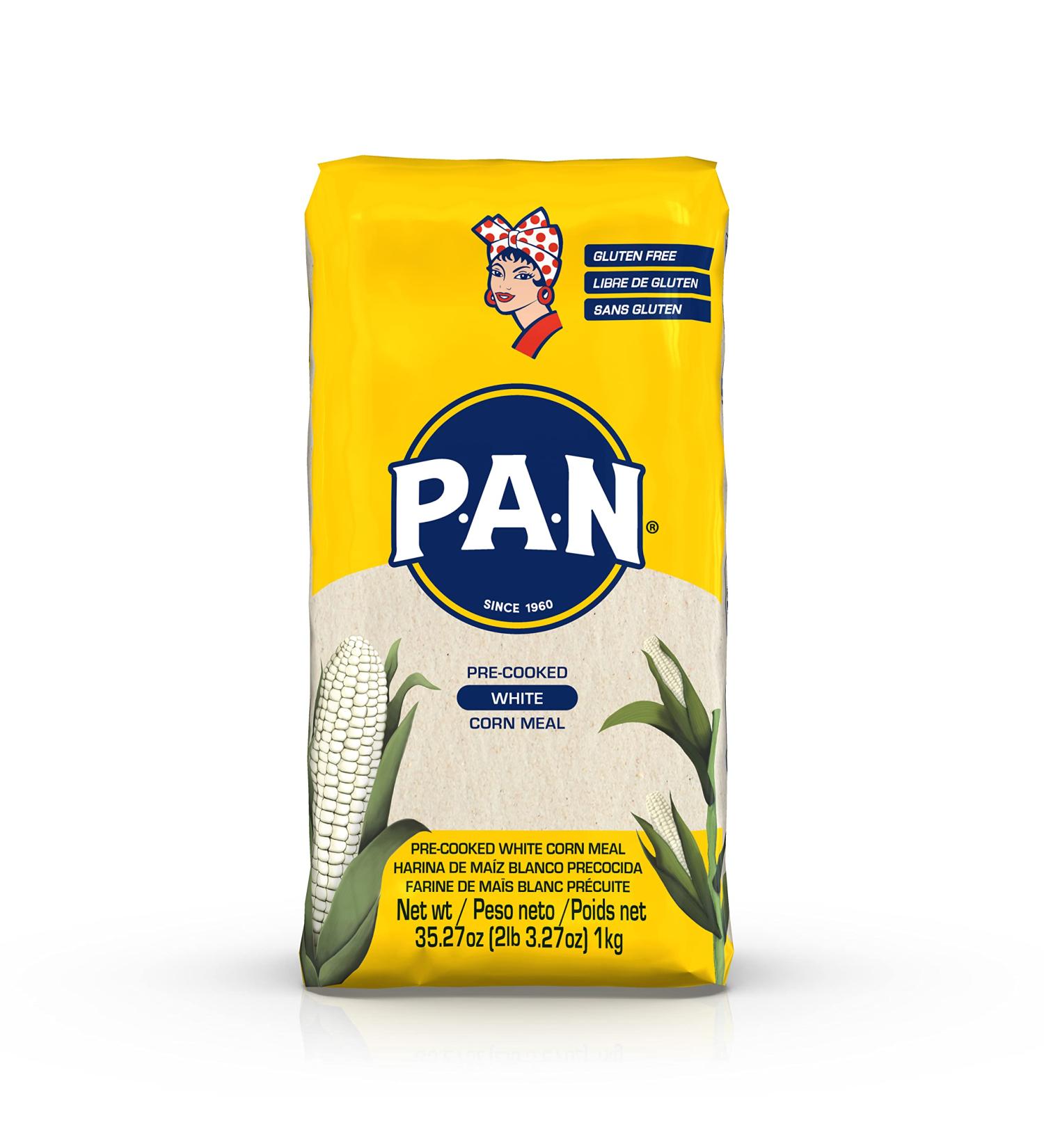 P.A.N. White Corn Meal - Pre-cooked Gluten Free Flour for Arepas | 2.2 lb Pack | Kosher Certified - Buy Online on GoSupps.com