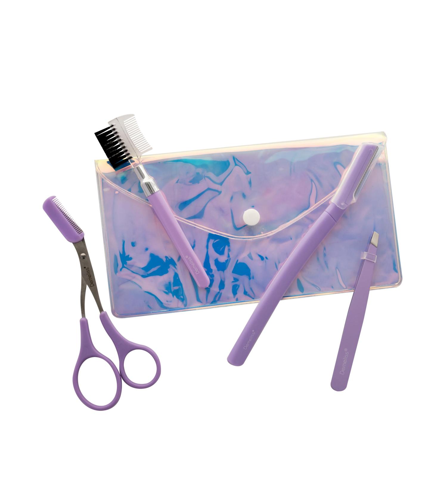 Demeliss Beauty - Perfect Eyebrow Kit - 2 in 1 Brush - Scissors Comb - Tweezers - Razor - Pouch - Sublimated Look - Buy Online on GoSupps.com