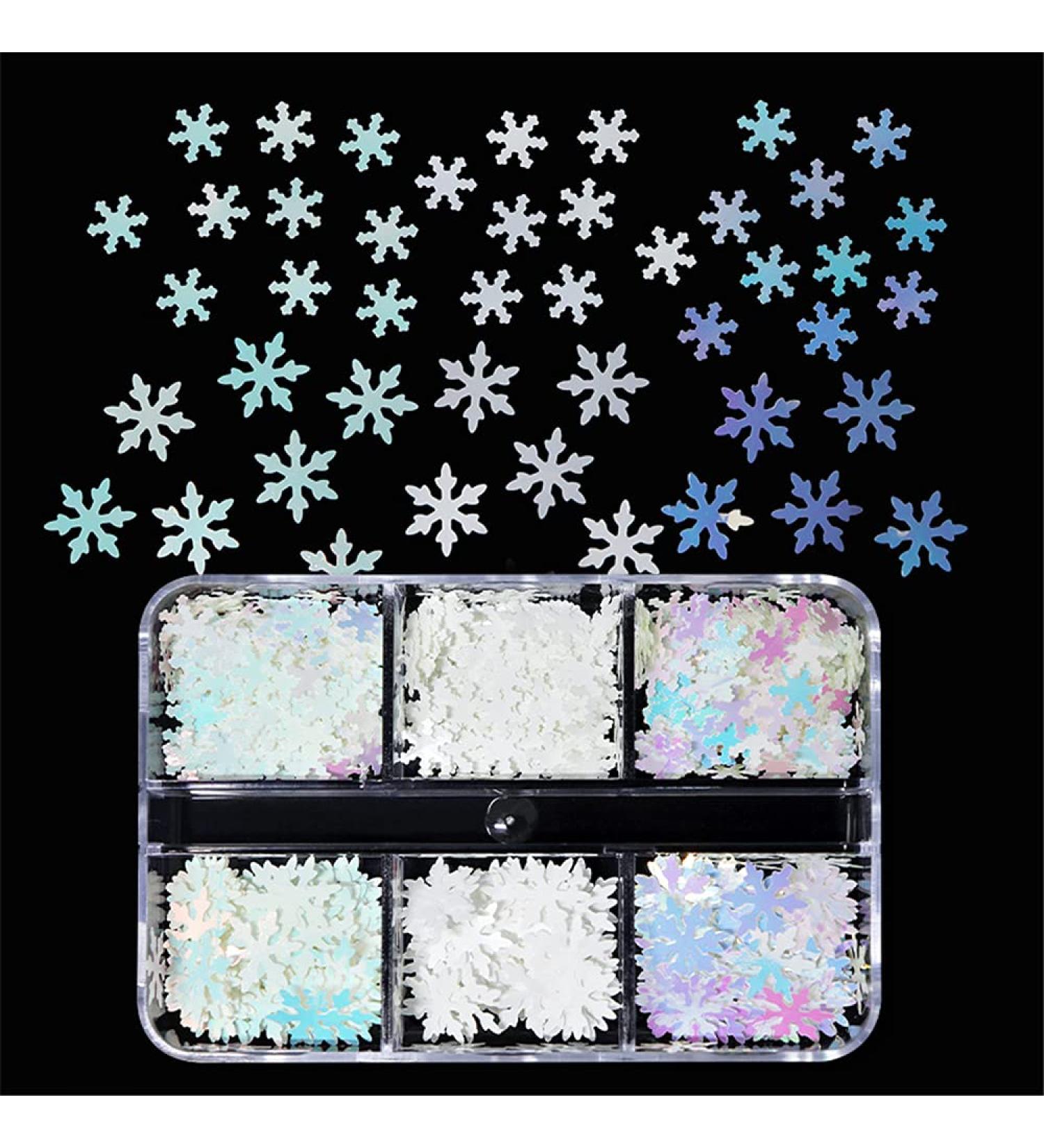 Trendy Nail Decals DIY Nail Accessories Christmas for Nail Art Decoration 3D Snowflake Sequins Glitter Set Christmas Nail Stickers(03) Style 03 - Buy Online on GoSupps.com