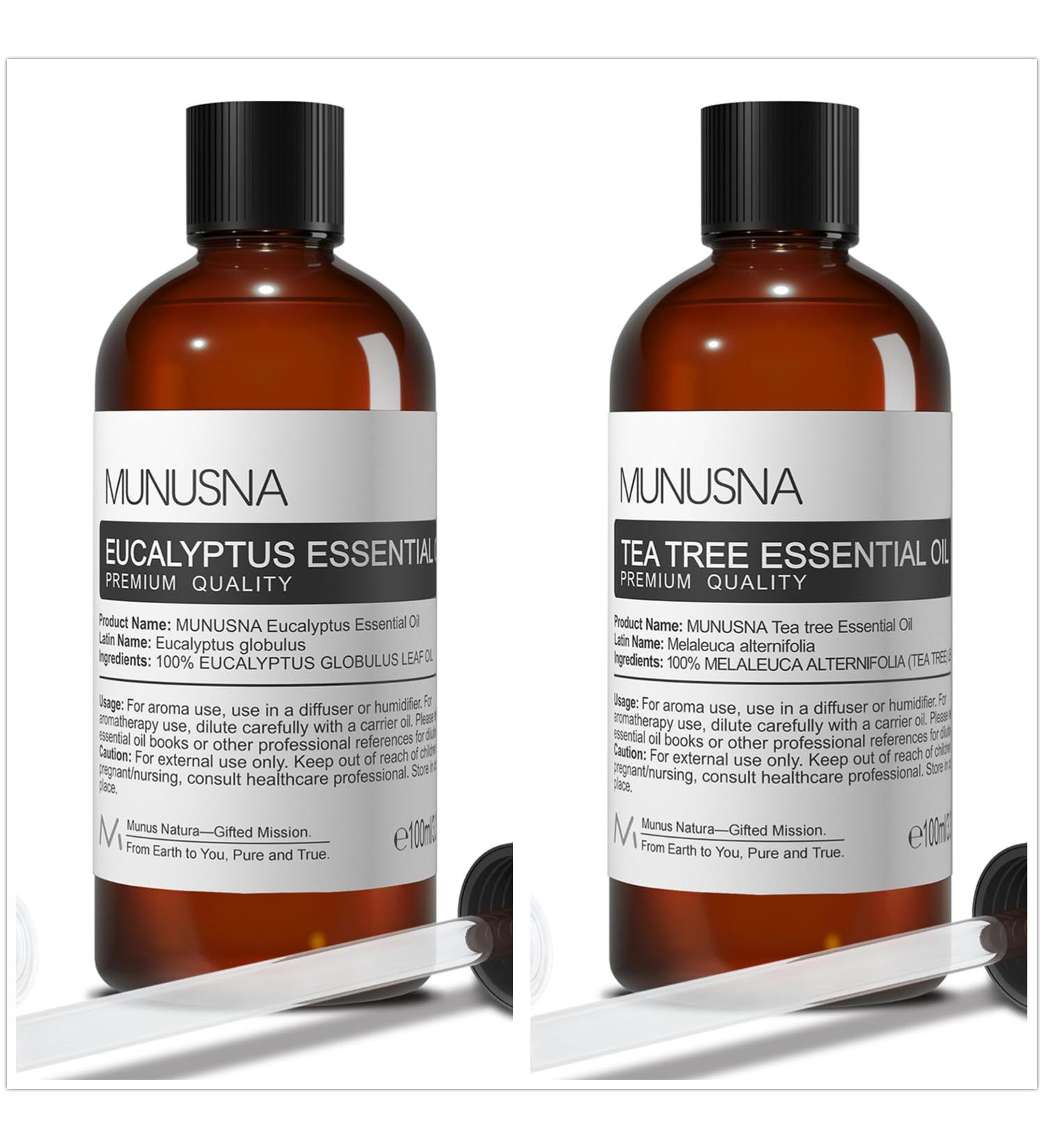 Eucalyptus Essential Oil and Tea Tree Essential Oil for Aromatherapy Diffusers Candle Soap Making - Buy Online on GoSupps.com