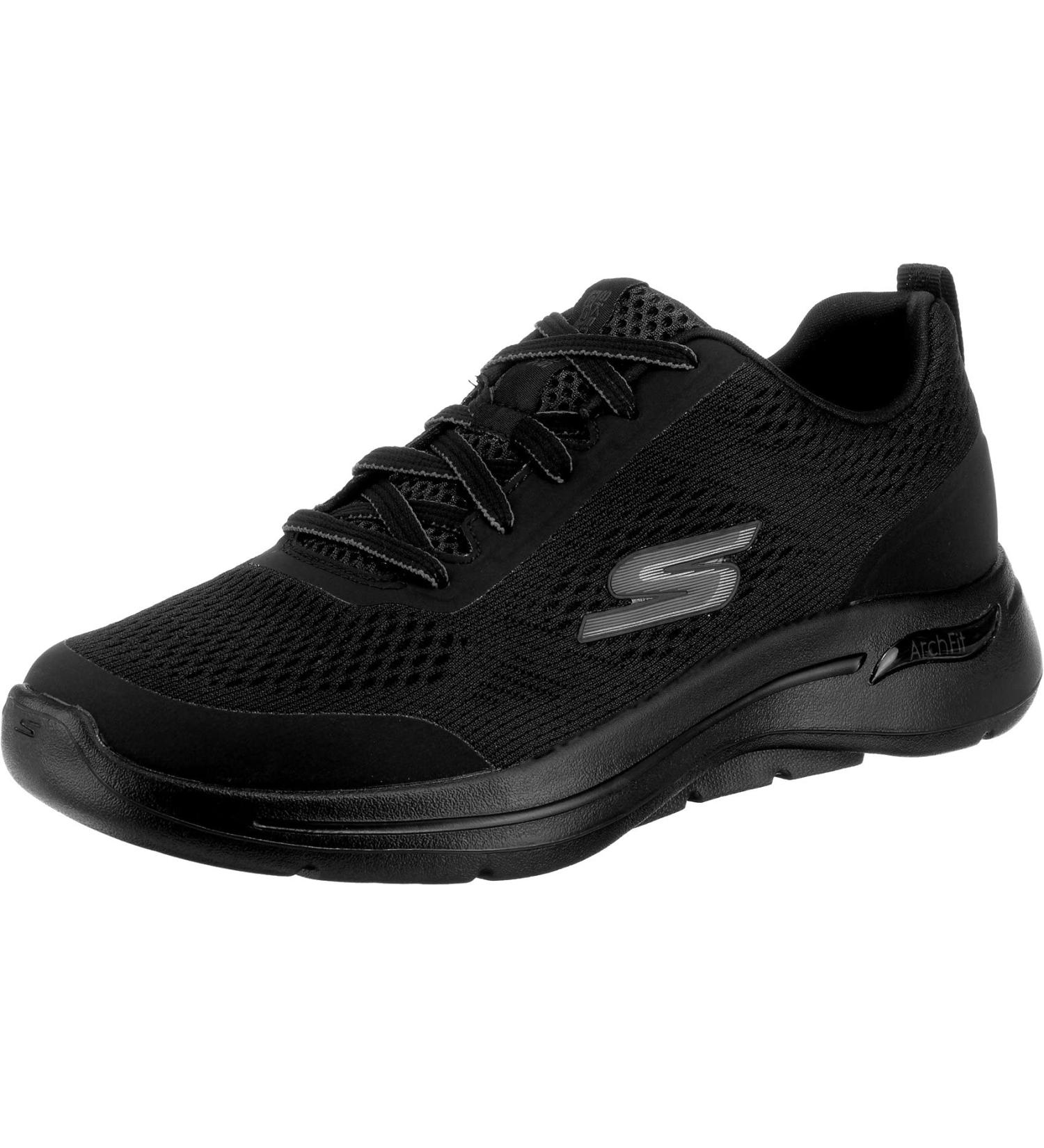 Buy Skechers Men's Go Walk Arch Fit Idyllic Sneaker - 44 EU Black Textile & Synthetic Trim | International Shipping Available - Buy Online on GoSupps.com
