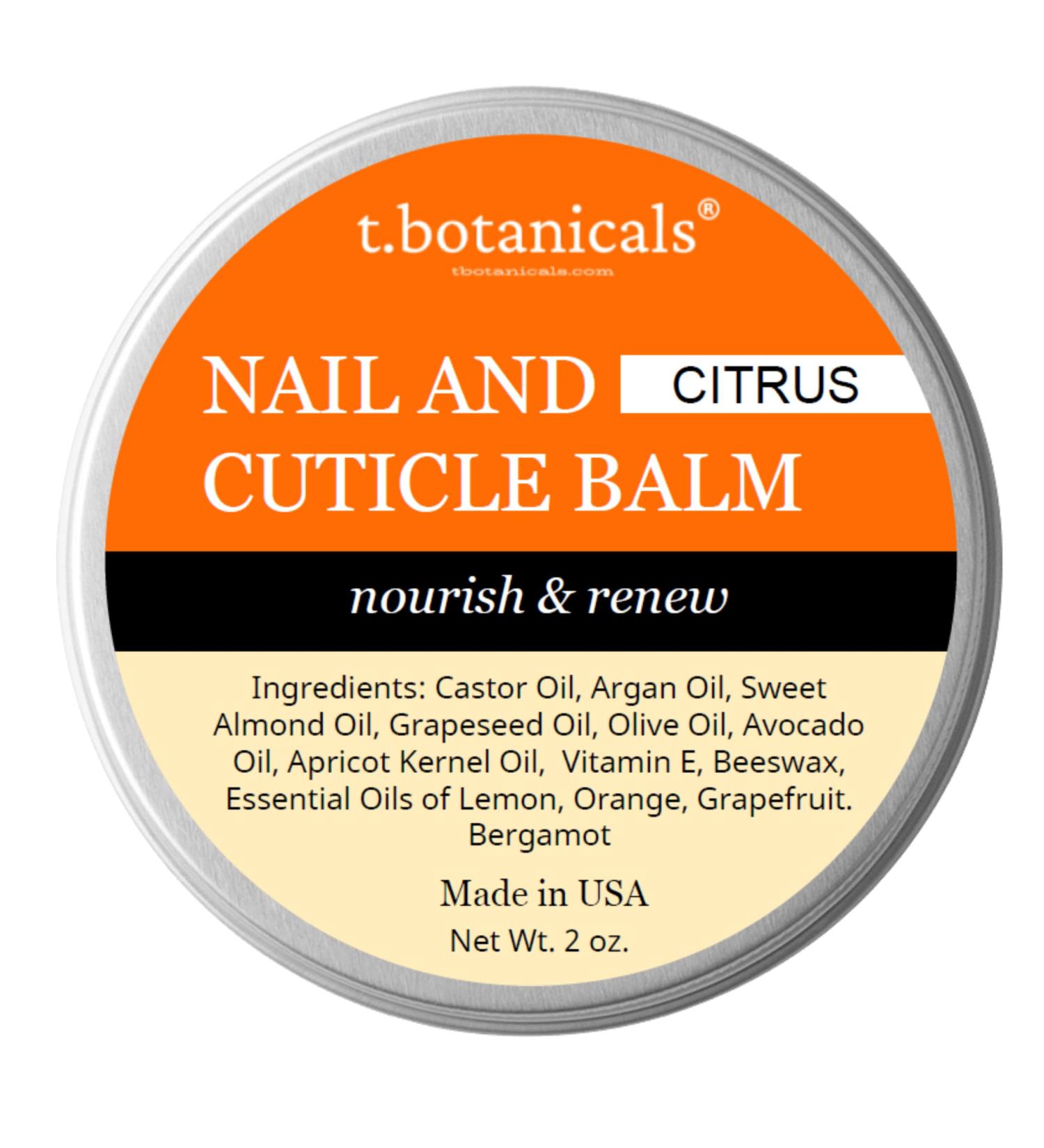 t.botanicals Natural Nail and Cuticle Balm Cuticle Salve Prevents Splitting Dryness Hangnails Repairs Damaged Nails Nail and Cuticle Repair Cream Helps with Nail Growth (Citrus 2 oz) Citrus 2 Ounce (Pack of 1)