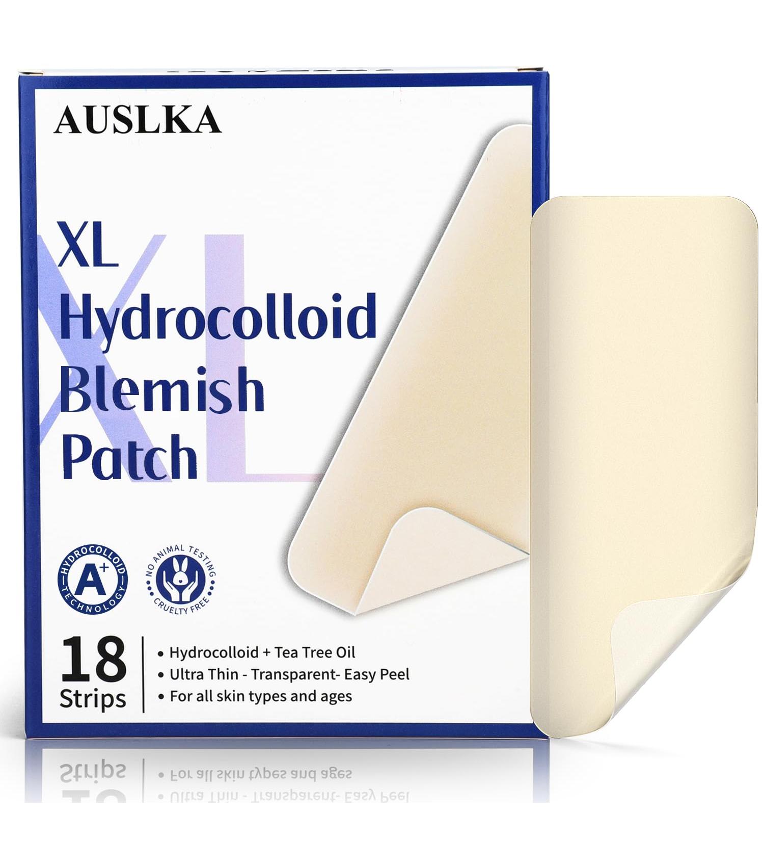 AUSLKA Acne Pimple Patch XL - 18 Hydrocolloid Strips for Large Pimples - Effective Acne Treatment (Pack of 9) - Buy Online on GoSupps.com